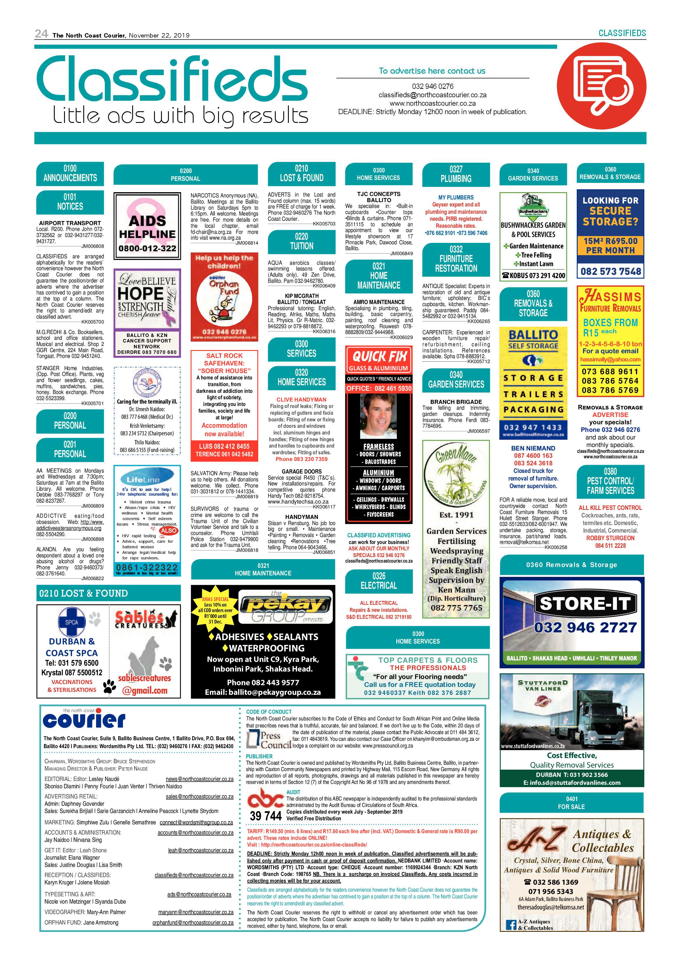North Coast Courier 22 November 2019 page 24