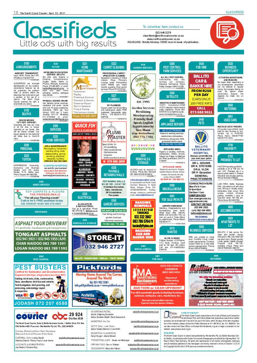 North Coast Courier 23 April 2021 page 16