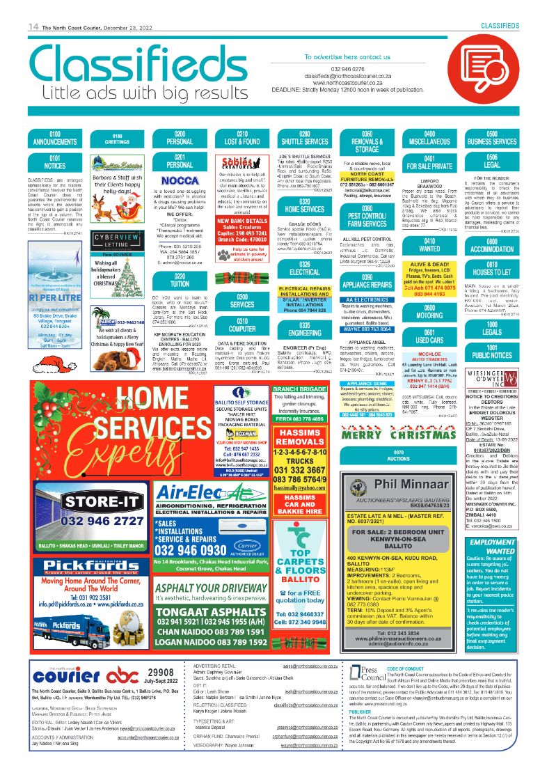 North Coast Courier 23 December 2022 page 14