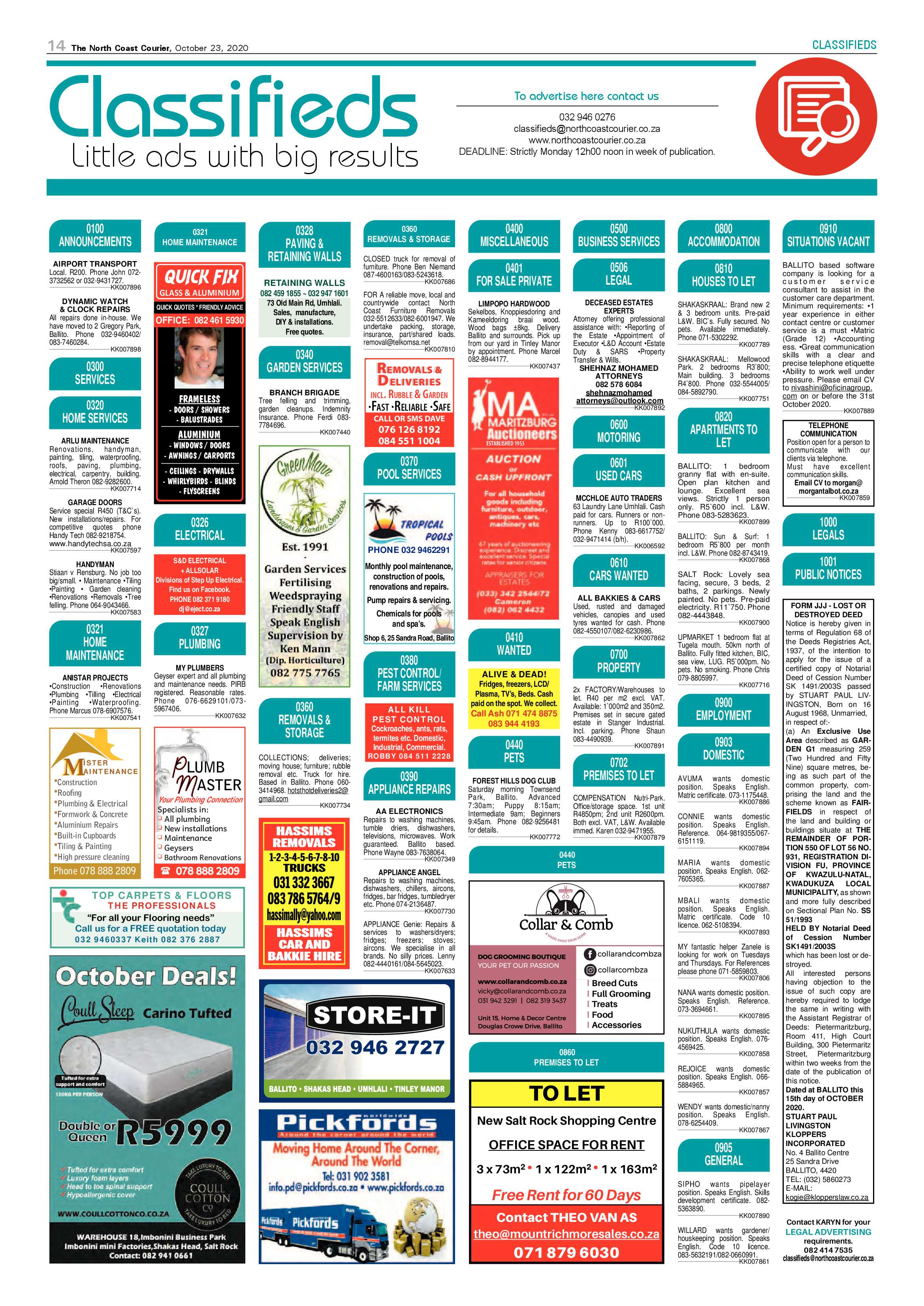 North Coast Courier 23 October 2020 page 14