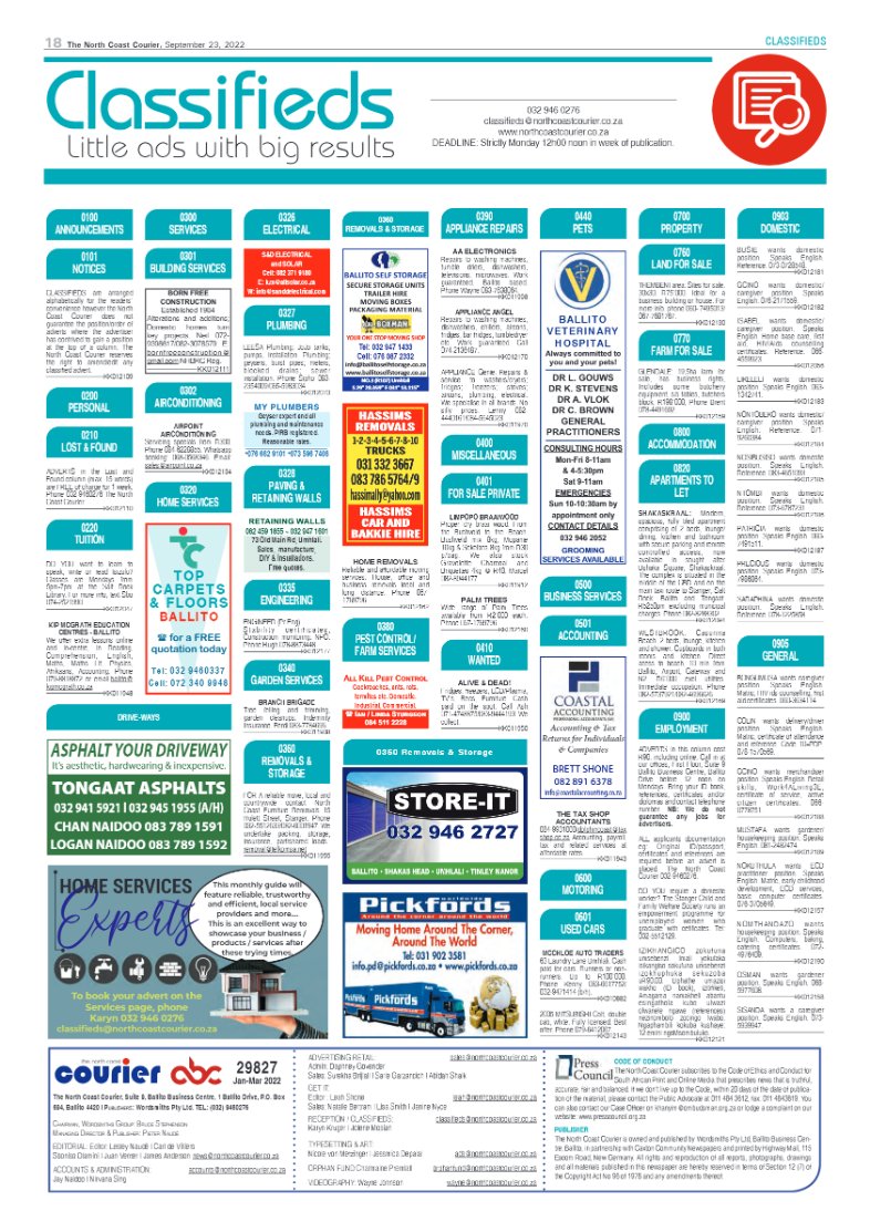 North Coast Courier 23 September 2022 page 18