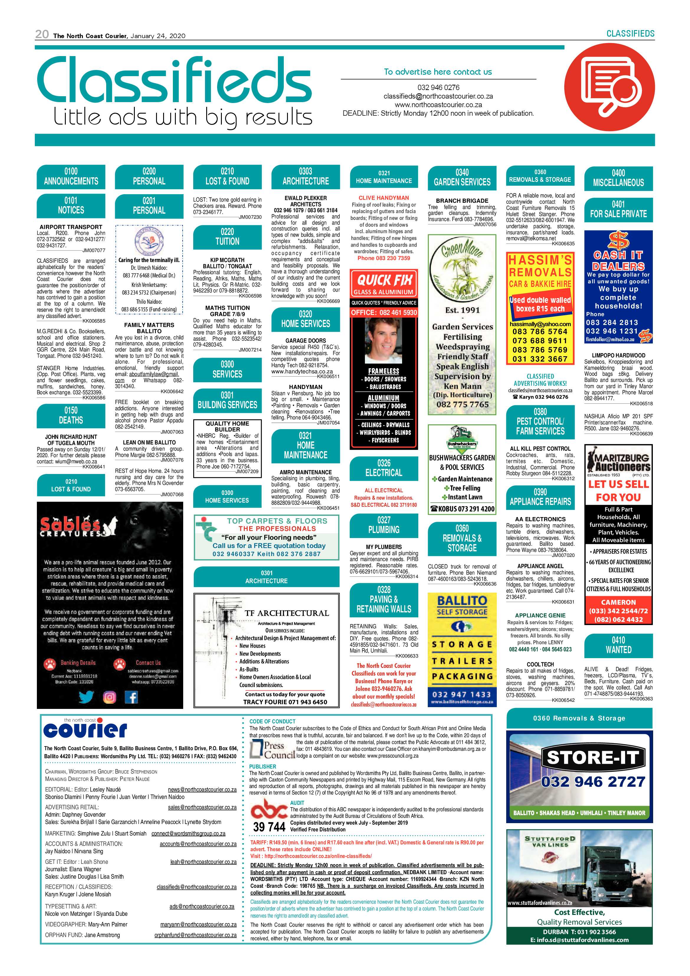 North Coast Courier 24 January 2020 page 20
