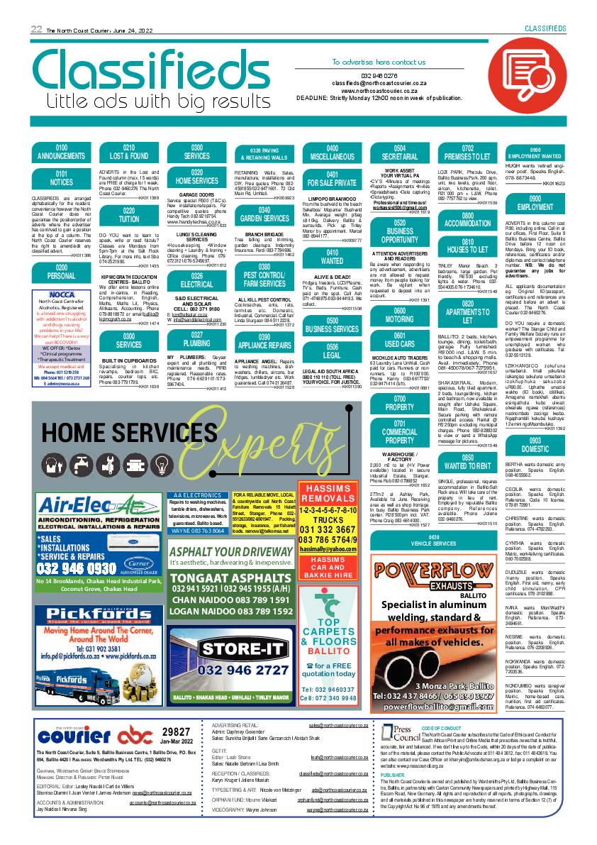 North Coast Courier 24 June 2022 page 22