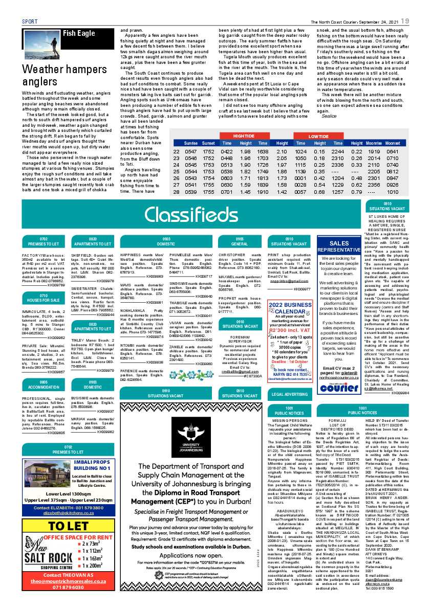 North Coast Courier 24 September 2021 page 19