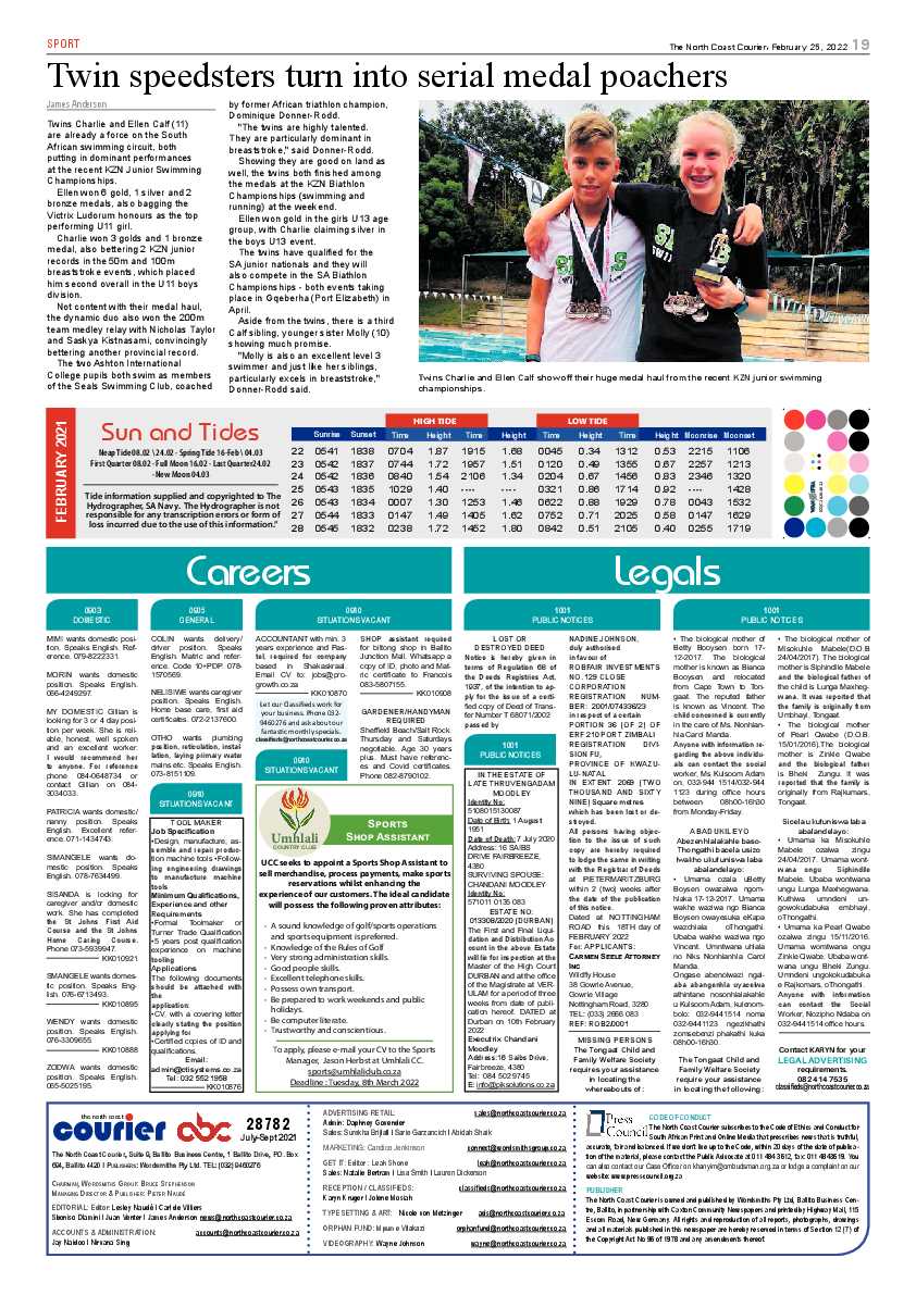 North Coast Courier 25 February 2022 page 19