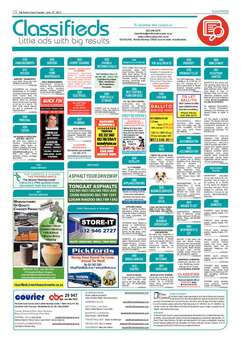 North Coast Courier 25 June 2021 page 14
