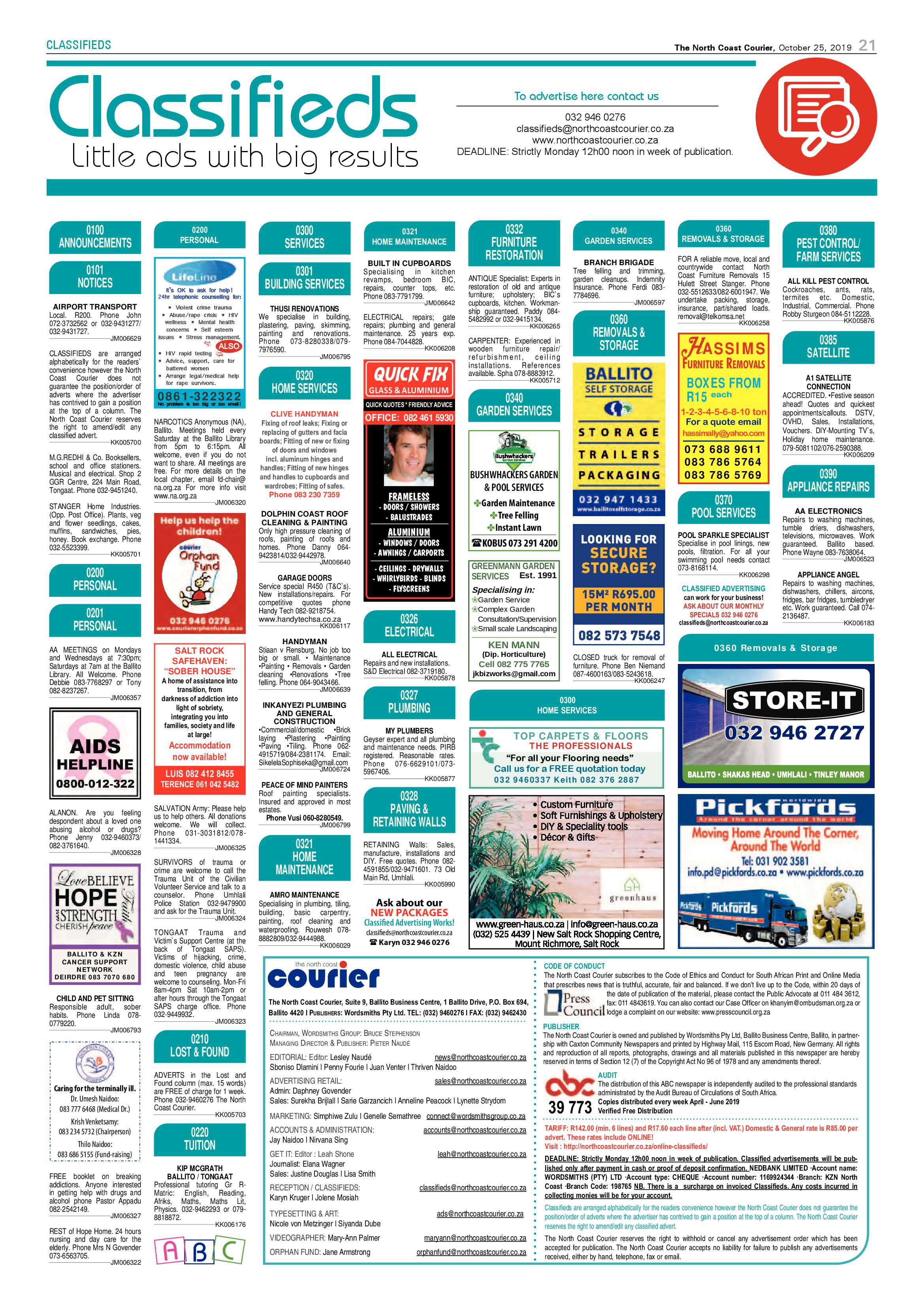 North Coast Courier 25 October 2019 page 21