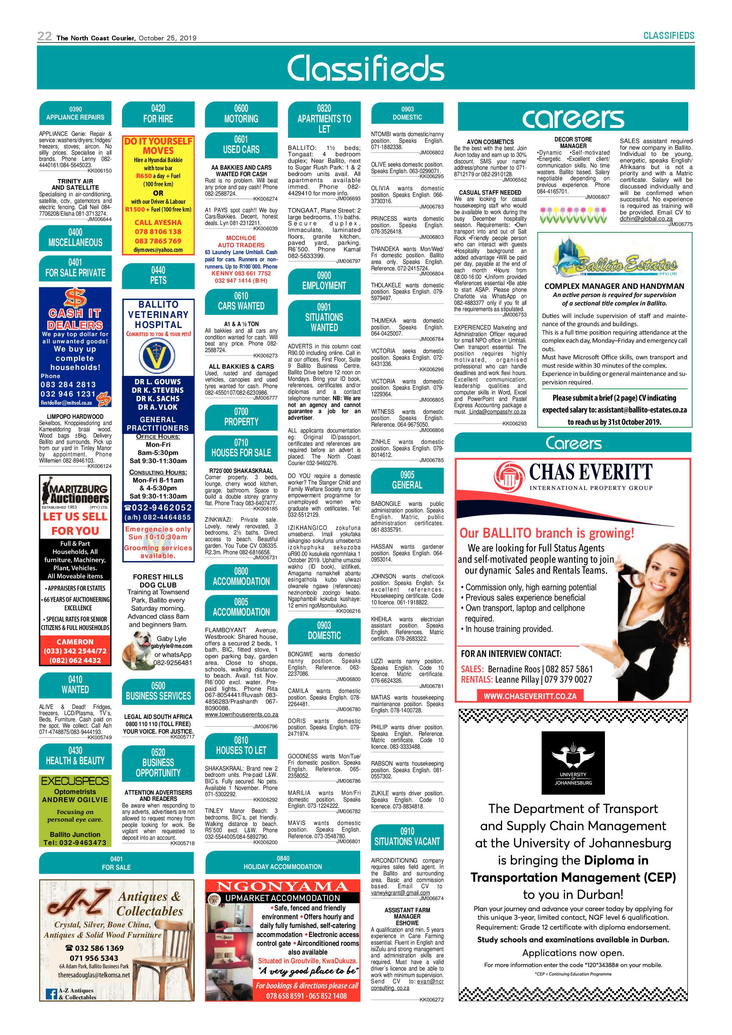 North Coast Courier 25 October 2019 page 22
