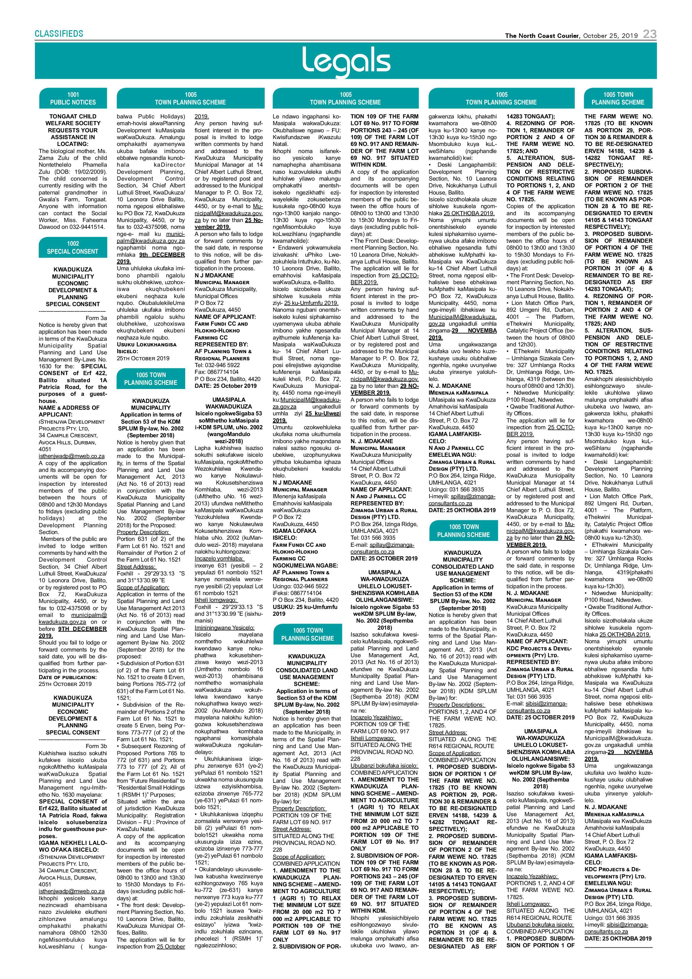 North Coast Courier 25 October 2019 page 23