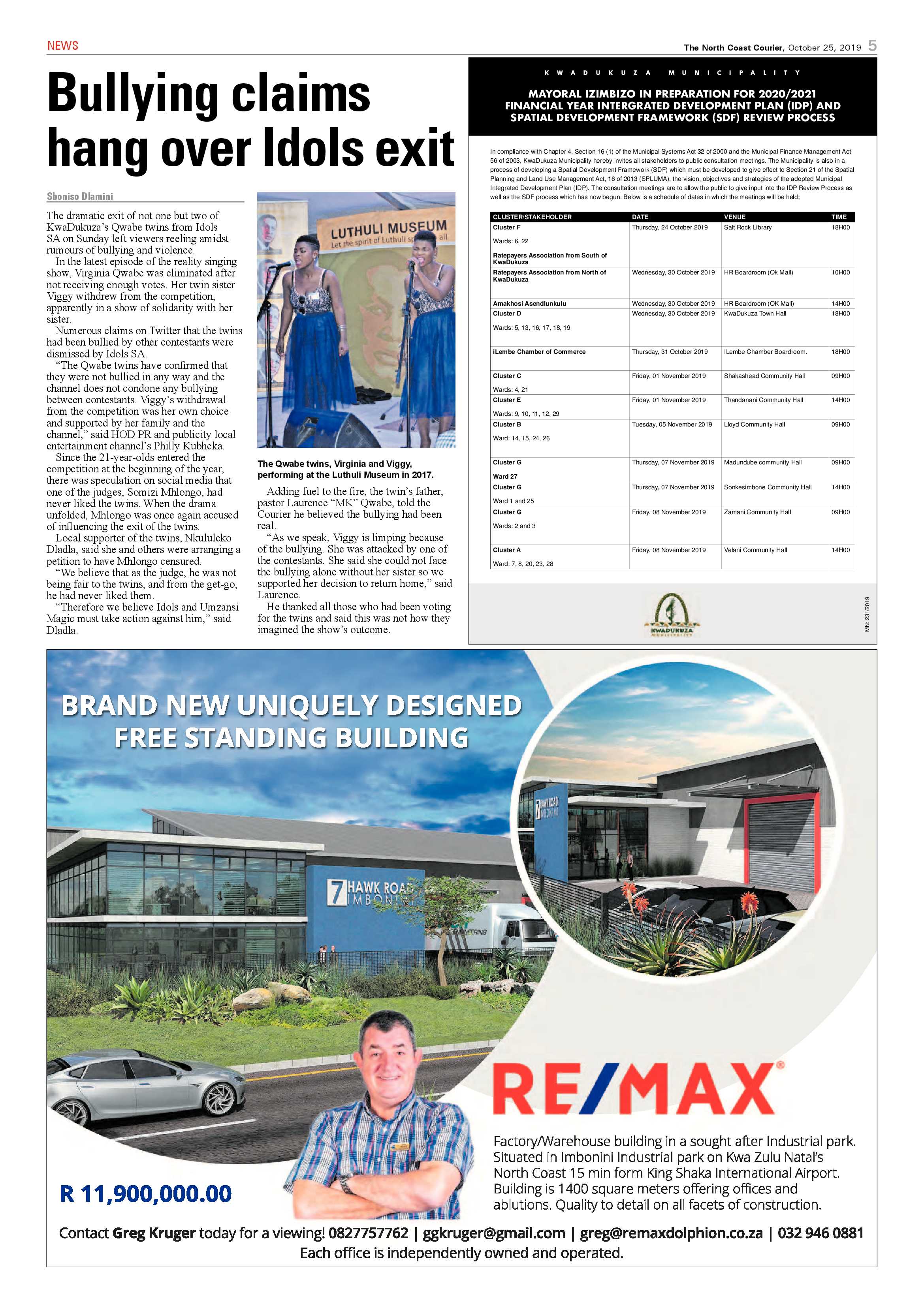 North Coast Courier 25 October 2019 page 5
