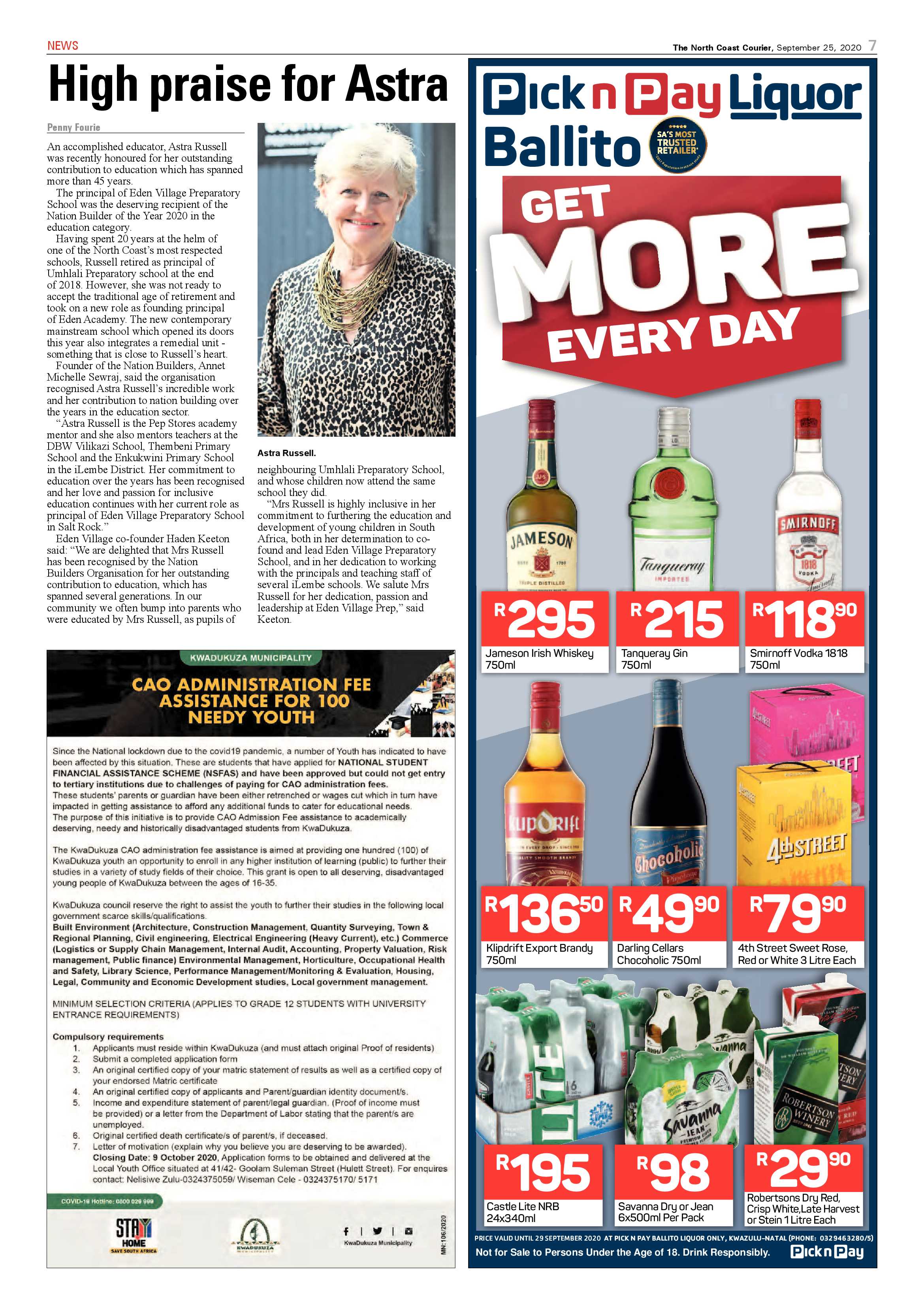 North Coast Courier 25 September 2020 page 7