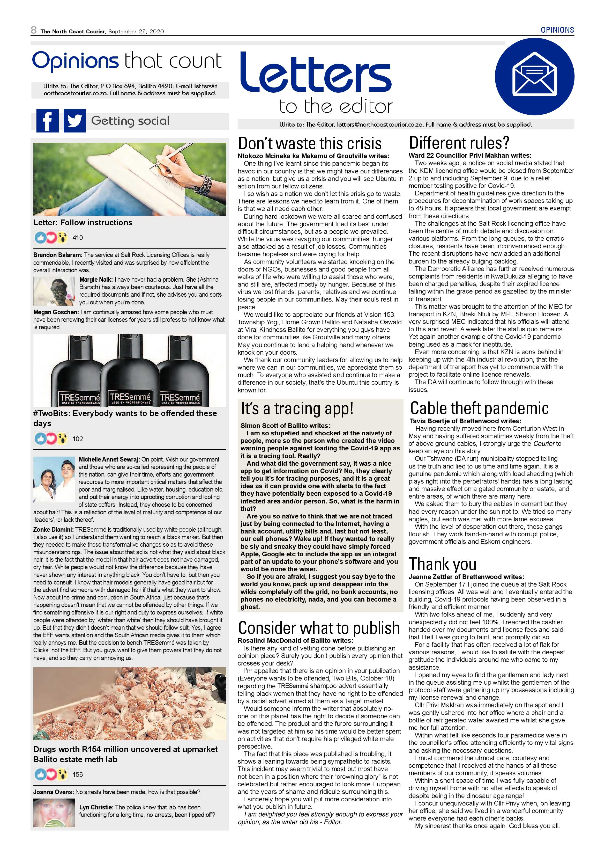 North Coast Courier 25 September 2020 page 8