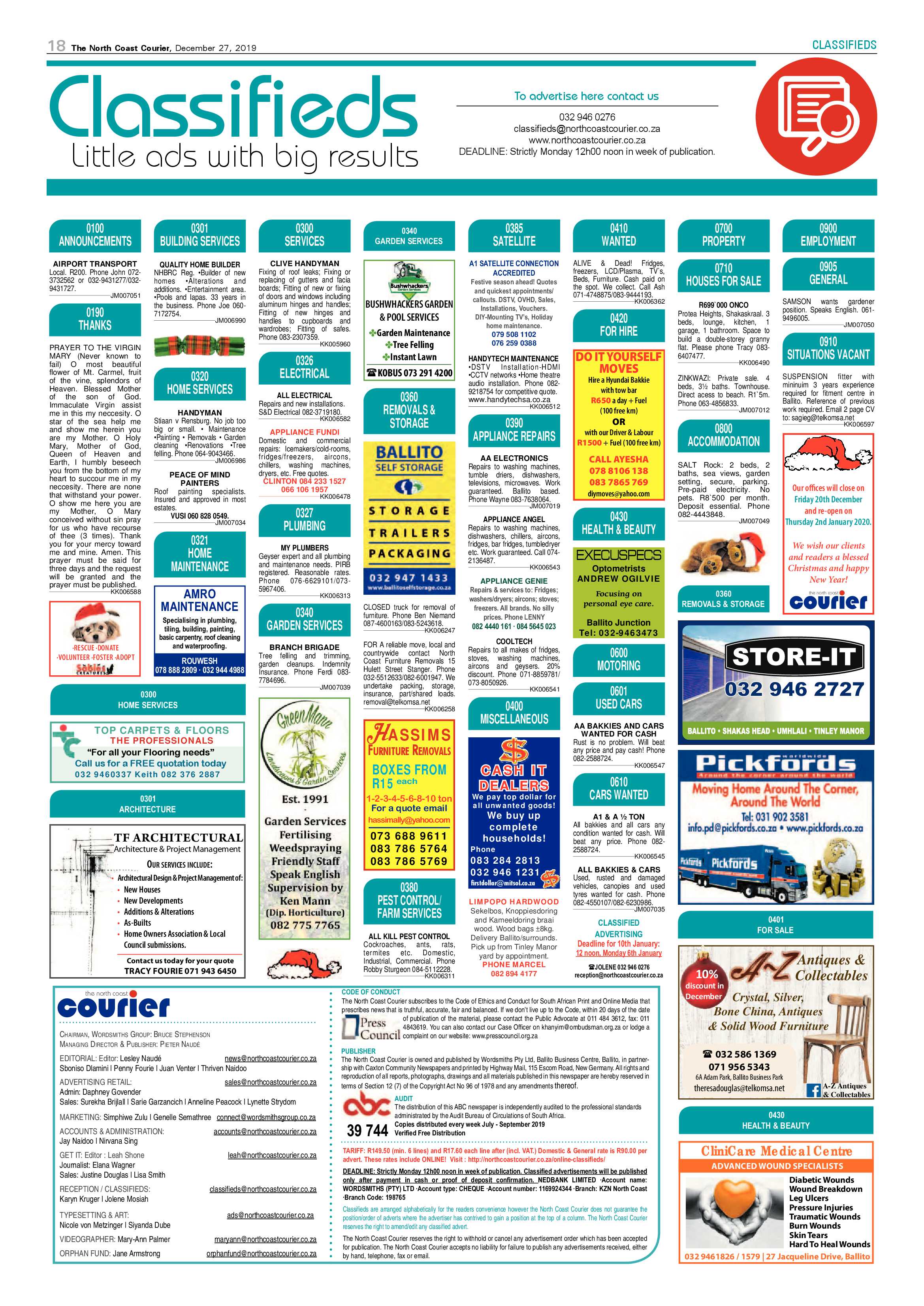 North Coast Courier 27 December 2019 page 18