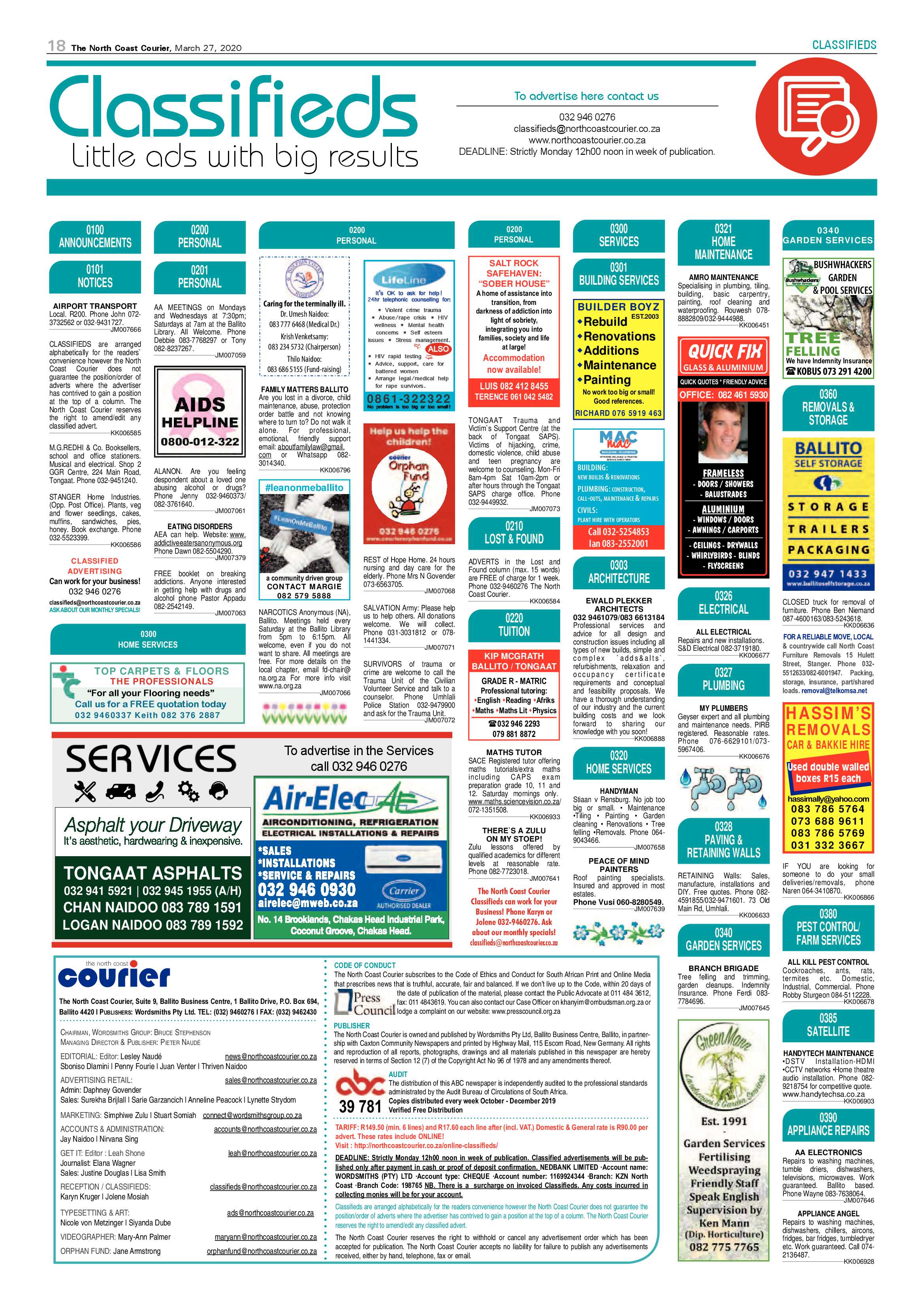 North Coast Courier 27 March 2020 page 18