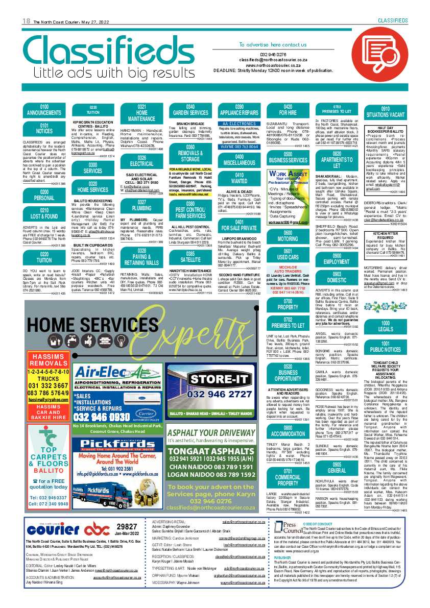 North Coast Courier 27 May 2022 page 18