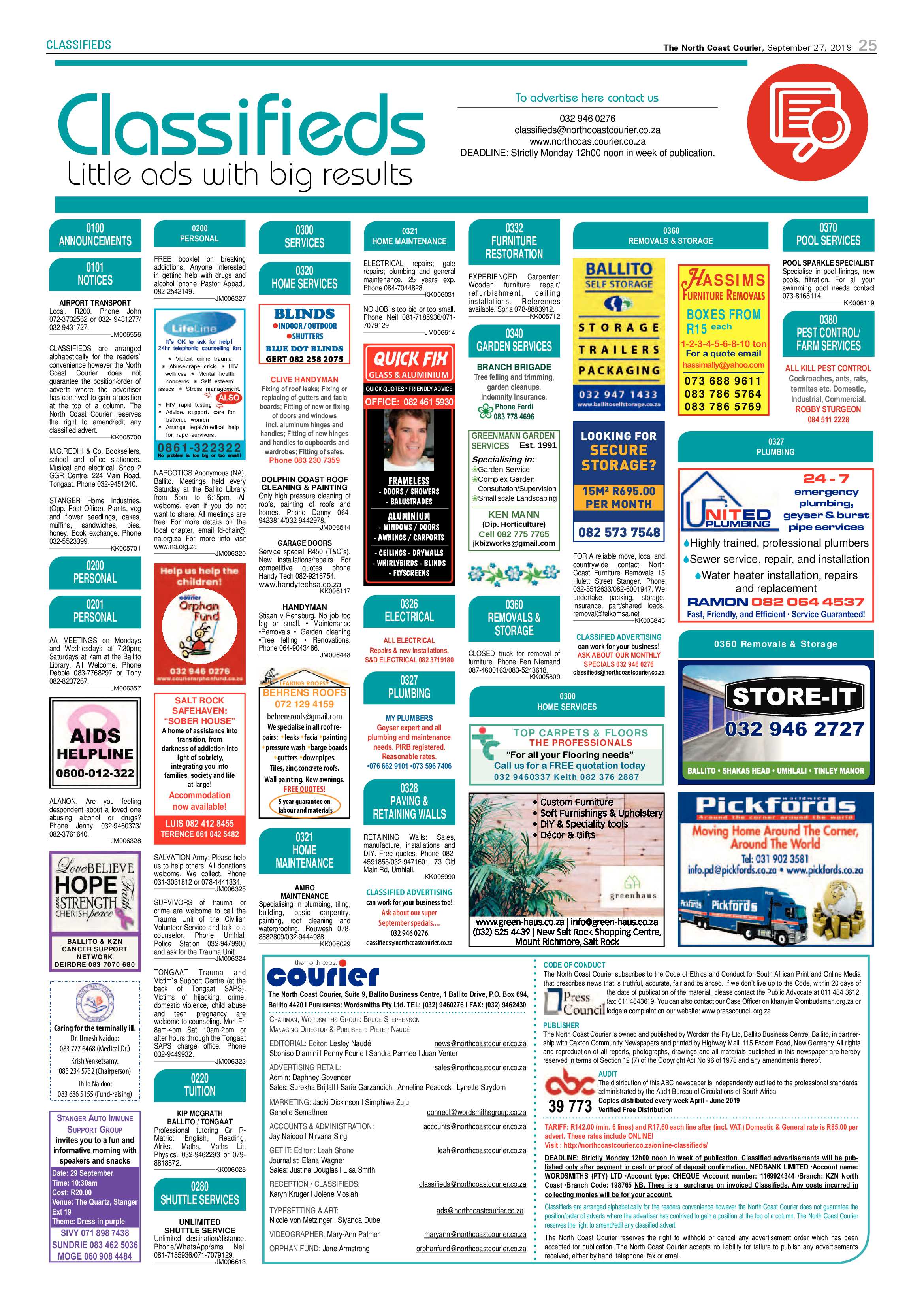 North Coast Courier 27 September 2019 page 25