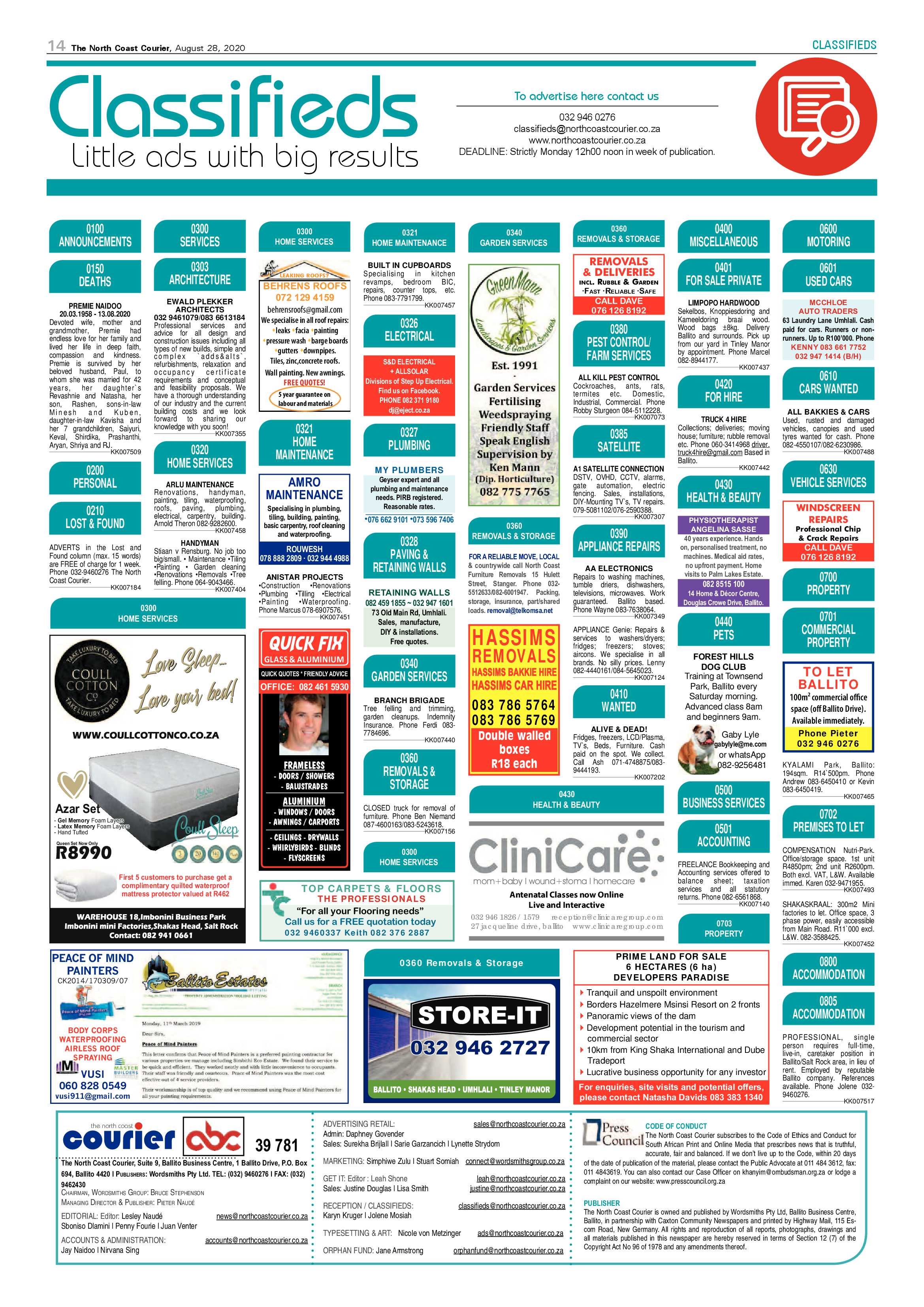 North Coast Courier 28 August 2020 page 14