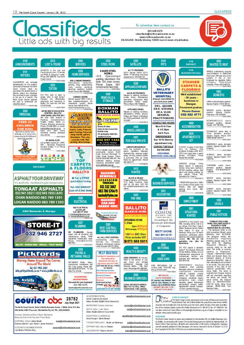 North Coast Courier 28 January 2022 page 18