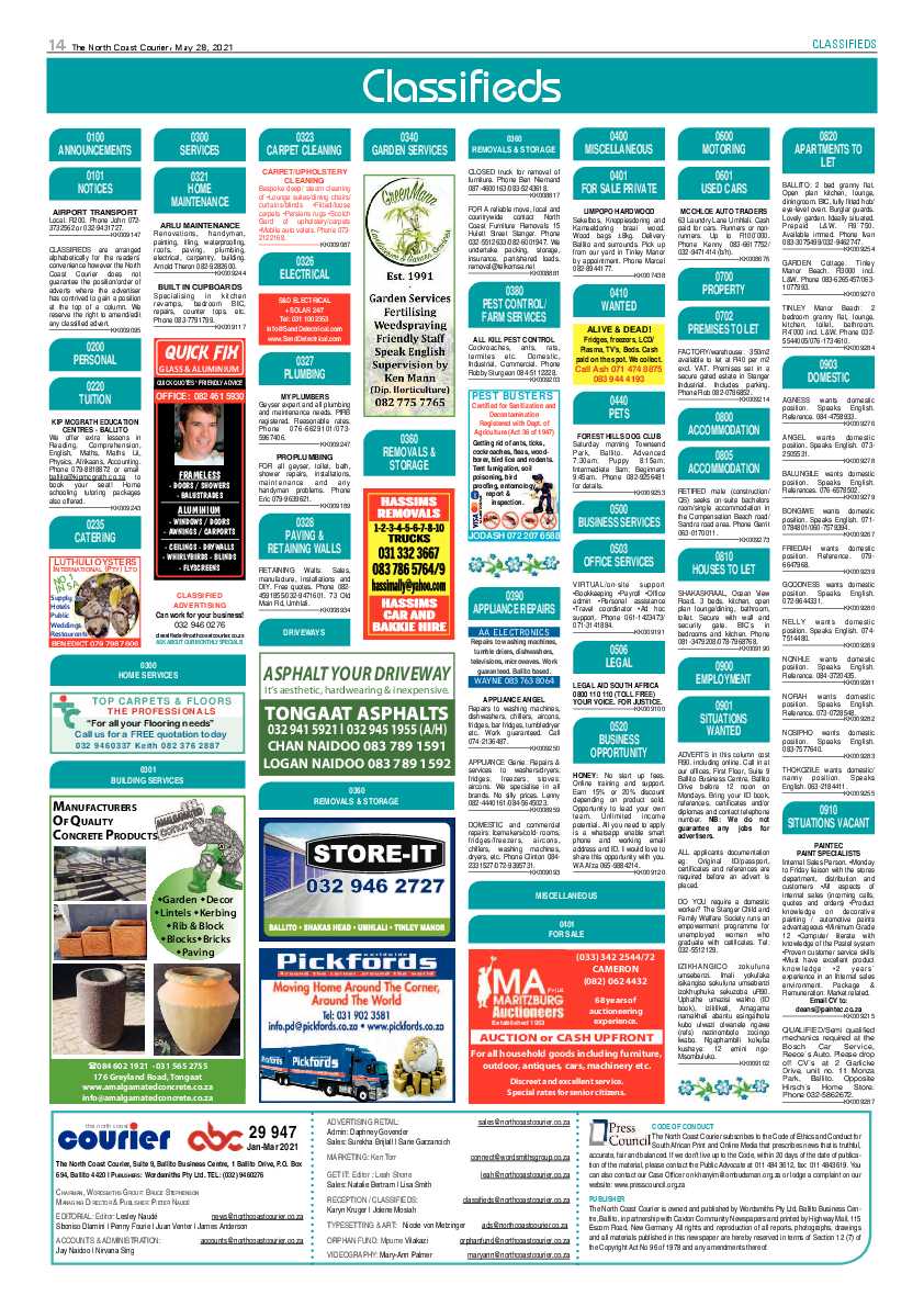 North Coast Courier 28 May 2021 page 14