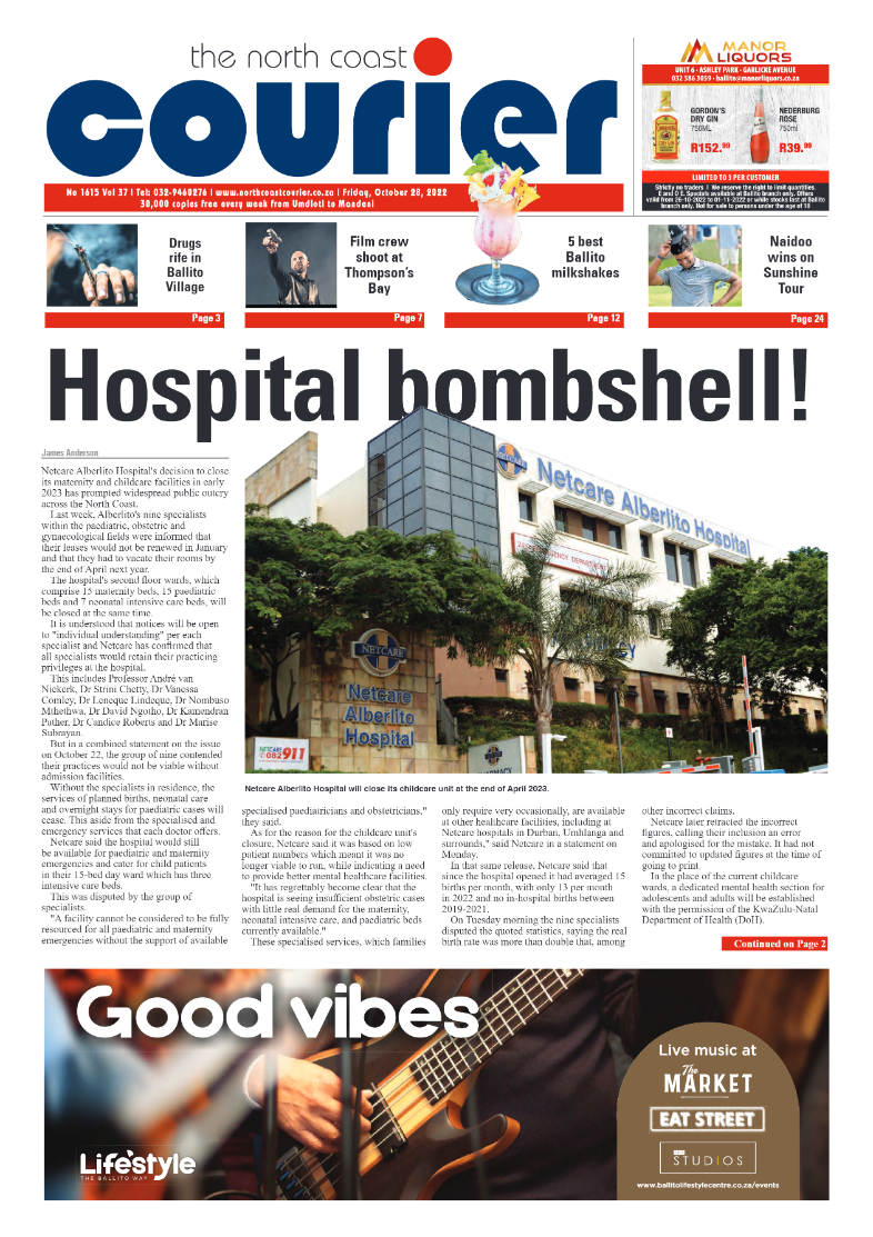 North Coast Courier 28 October 2022 page 1