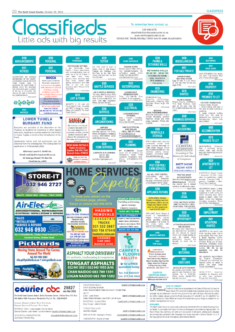 North Coast Courier 28 October 2022 page 20