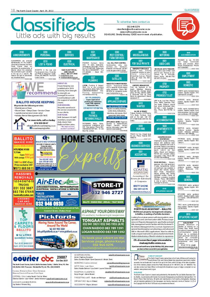 North Coast Courier 29 April 2022 page 18