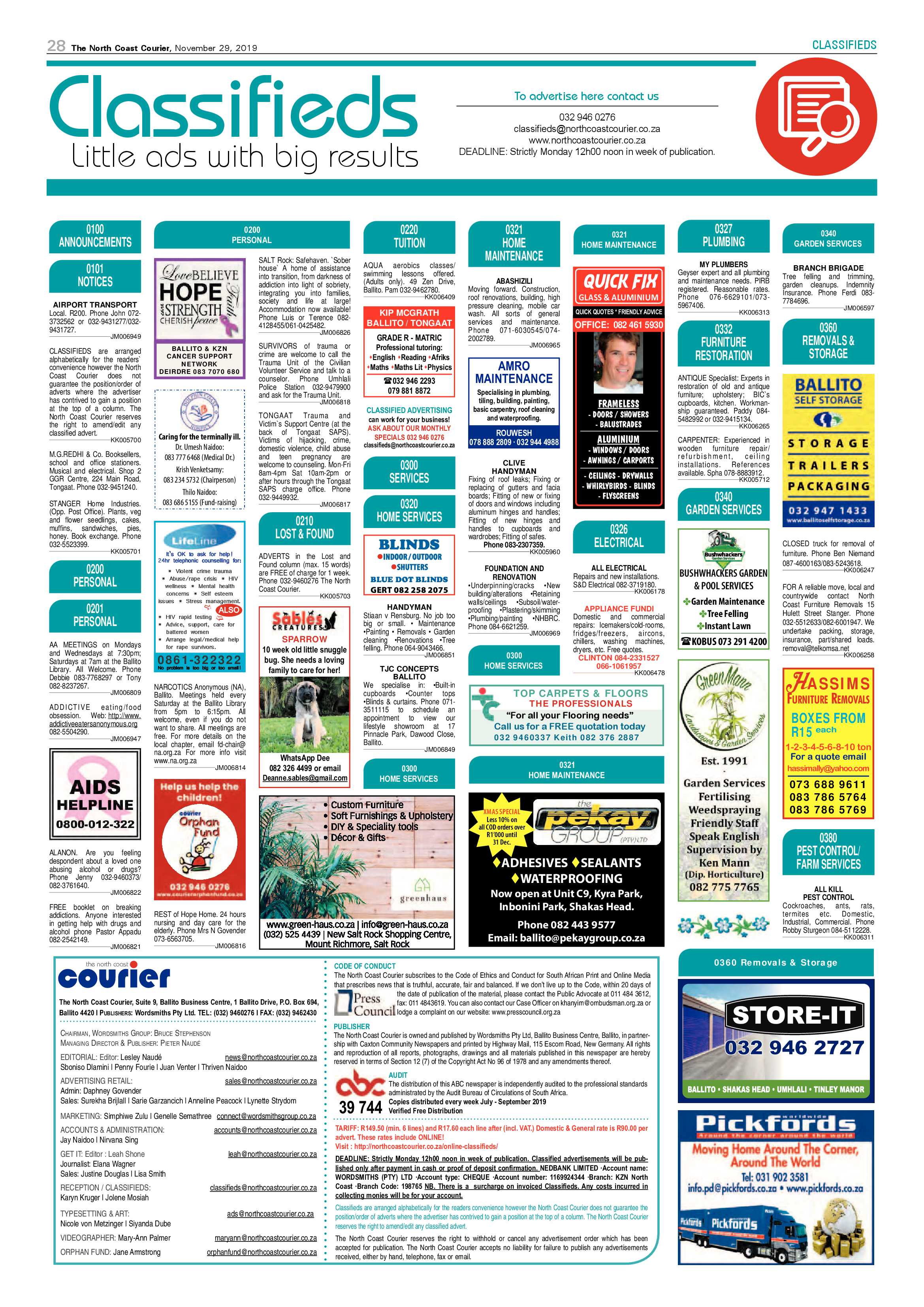 North Coast Courier 29 November 2019 page 28