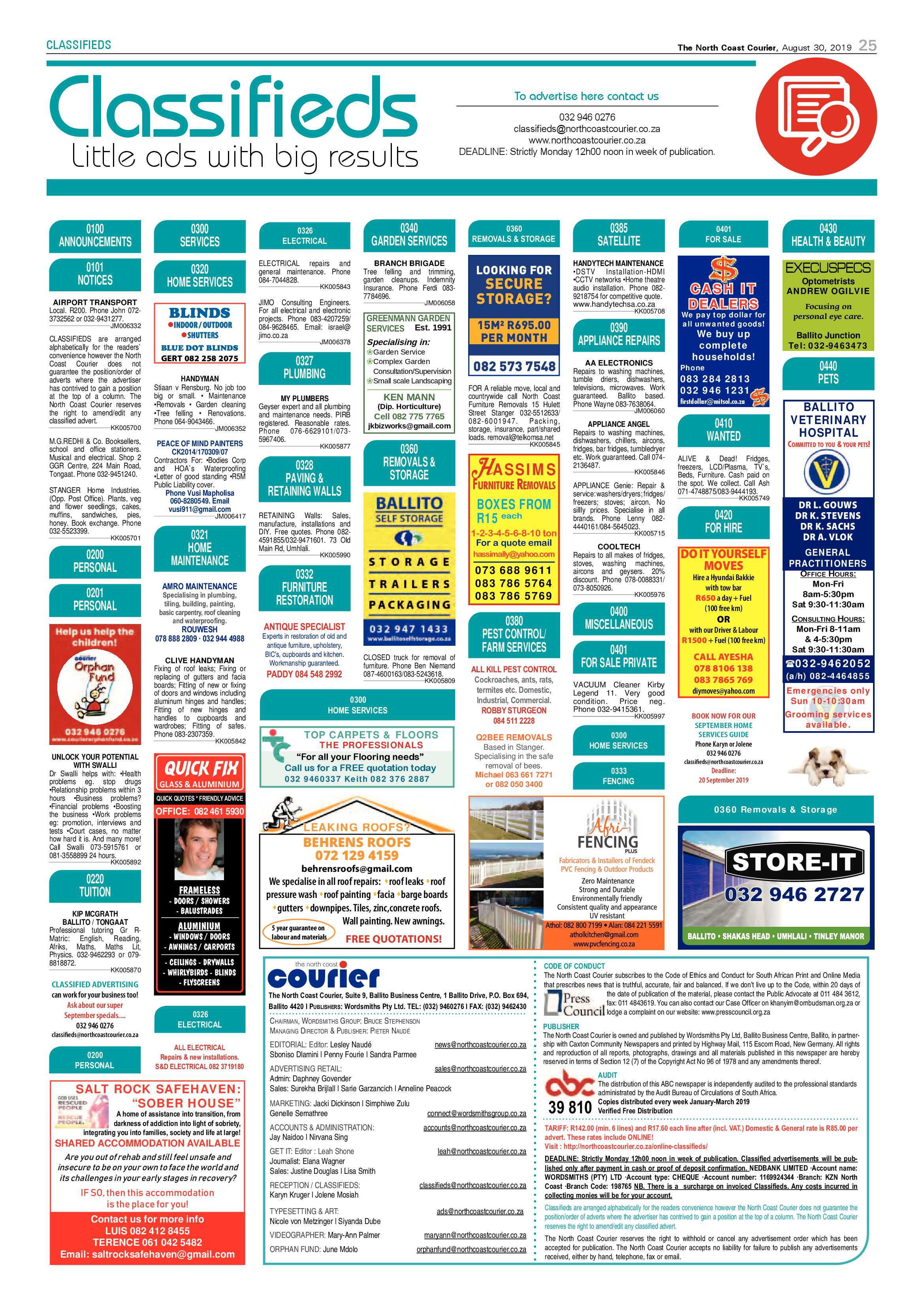 North Coast Courier 30 August 2019 page 25
