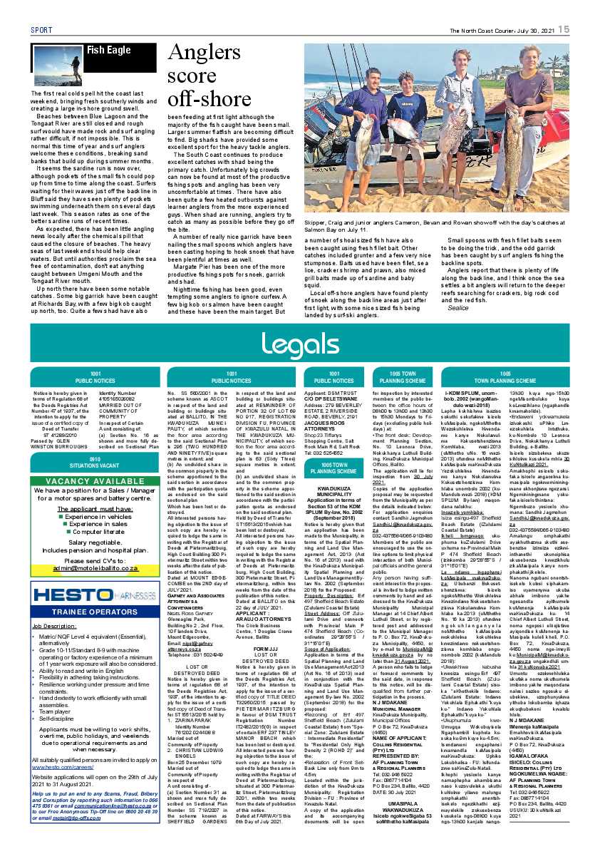 North Coast Courier 30 July 2021 page 15