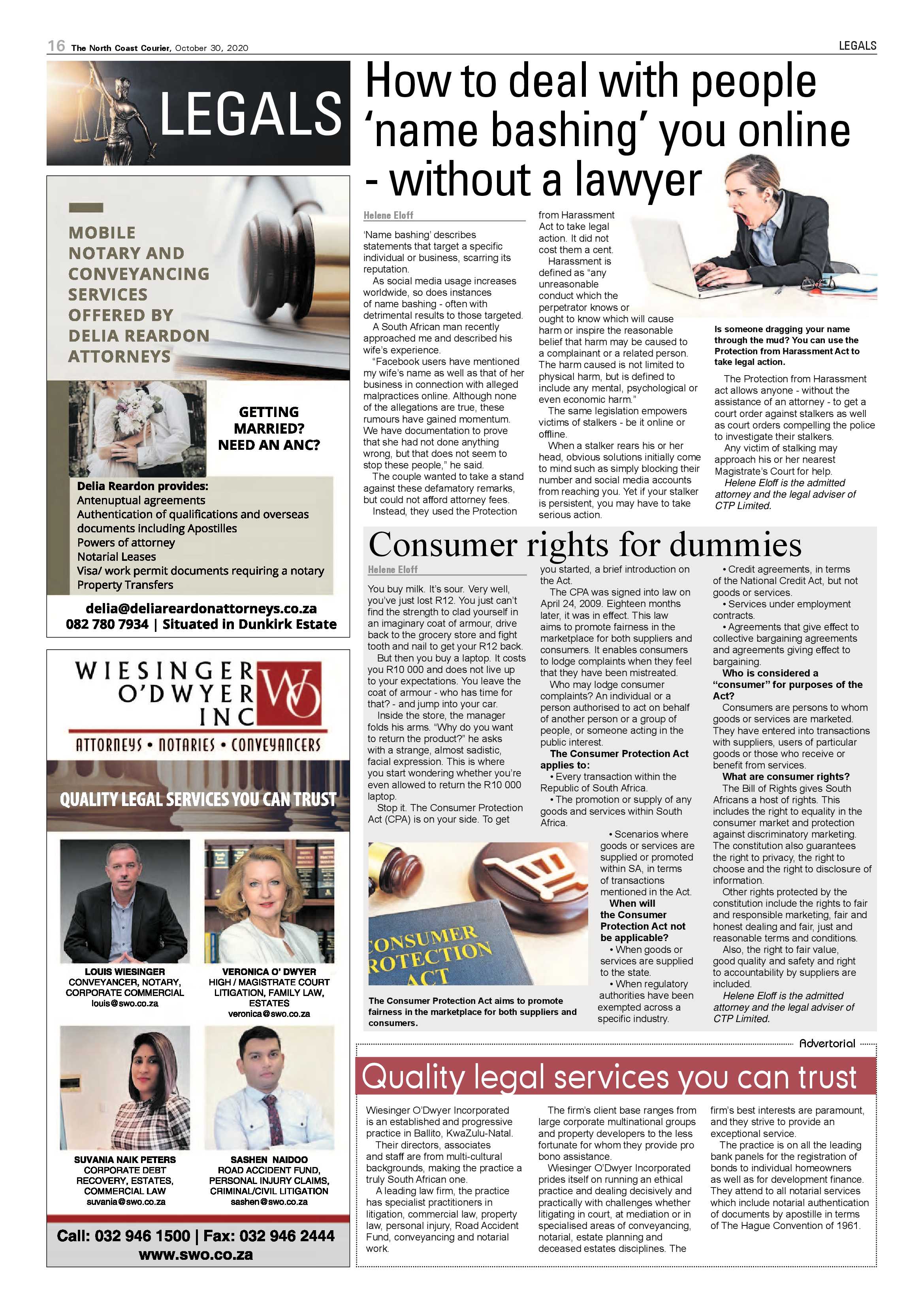 North Coast Courier 30 October 2020 page 16