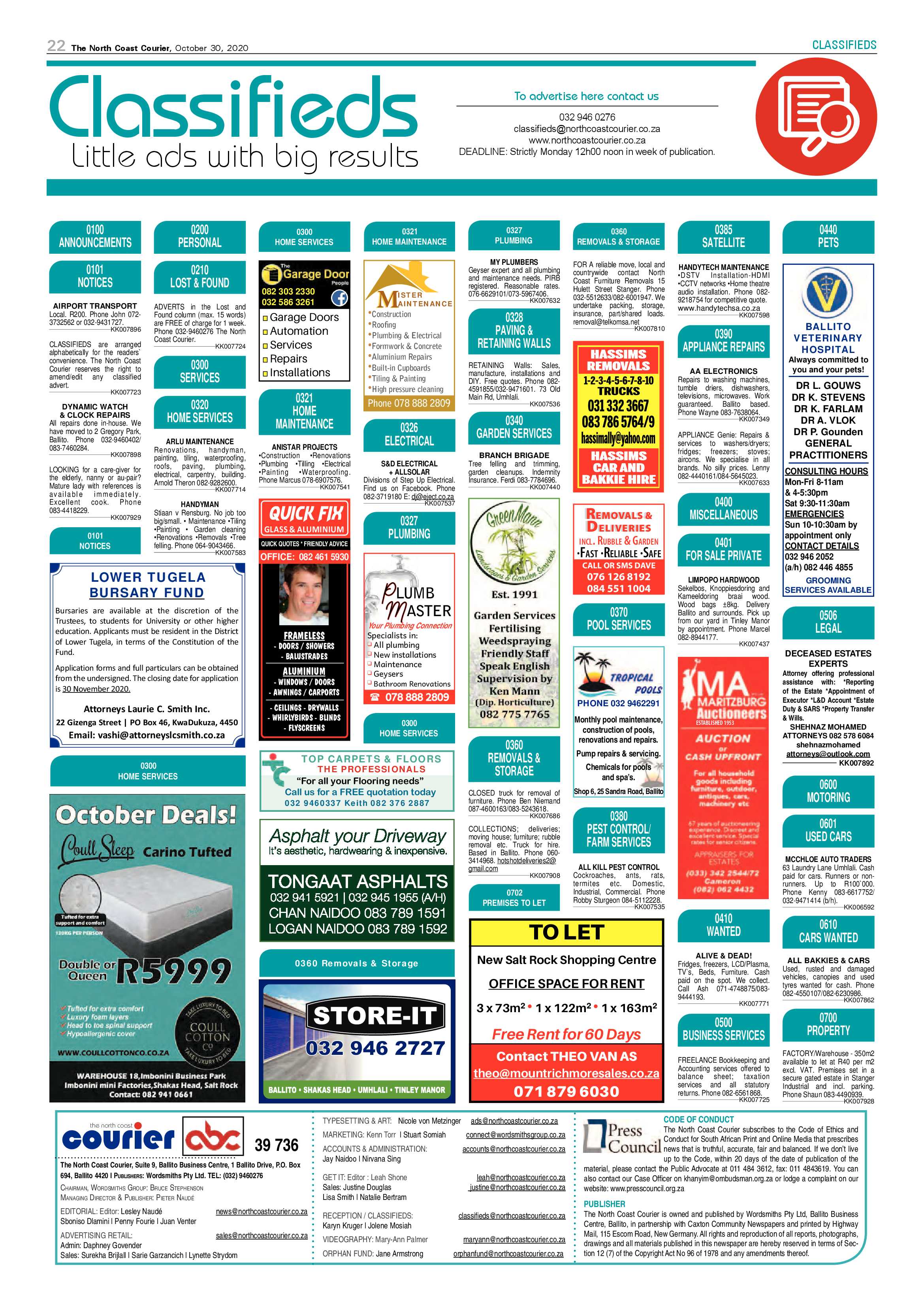 North Coast Courier 30 October 2020 page 22