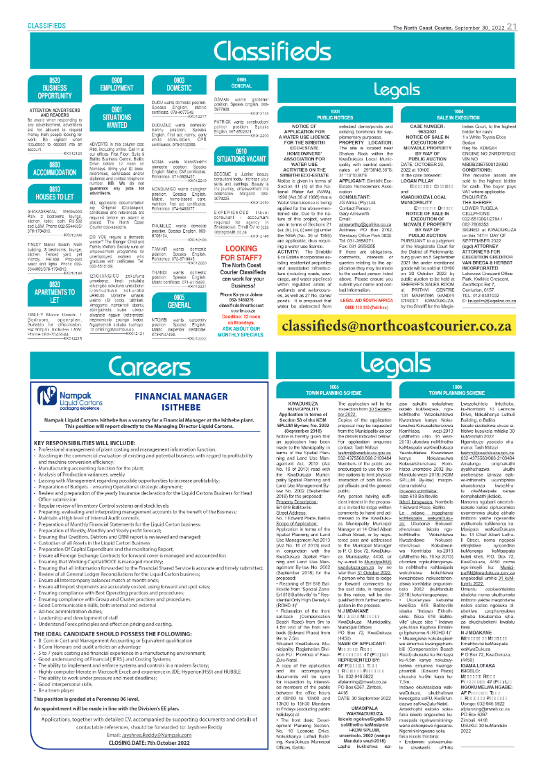 North Coast Courier 30 September 2022 page 21