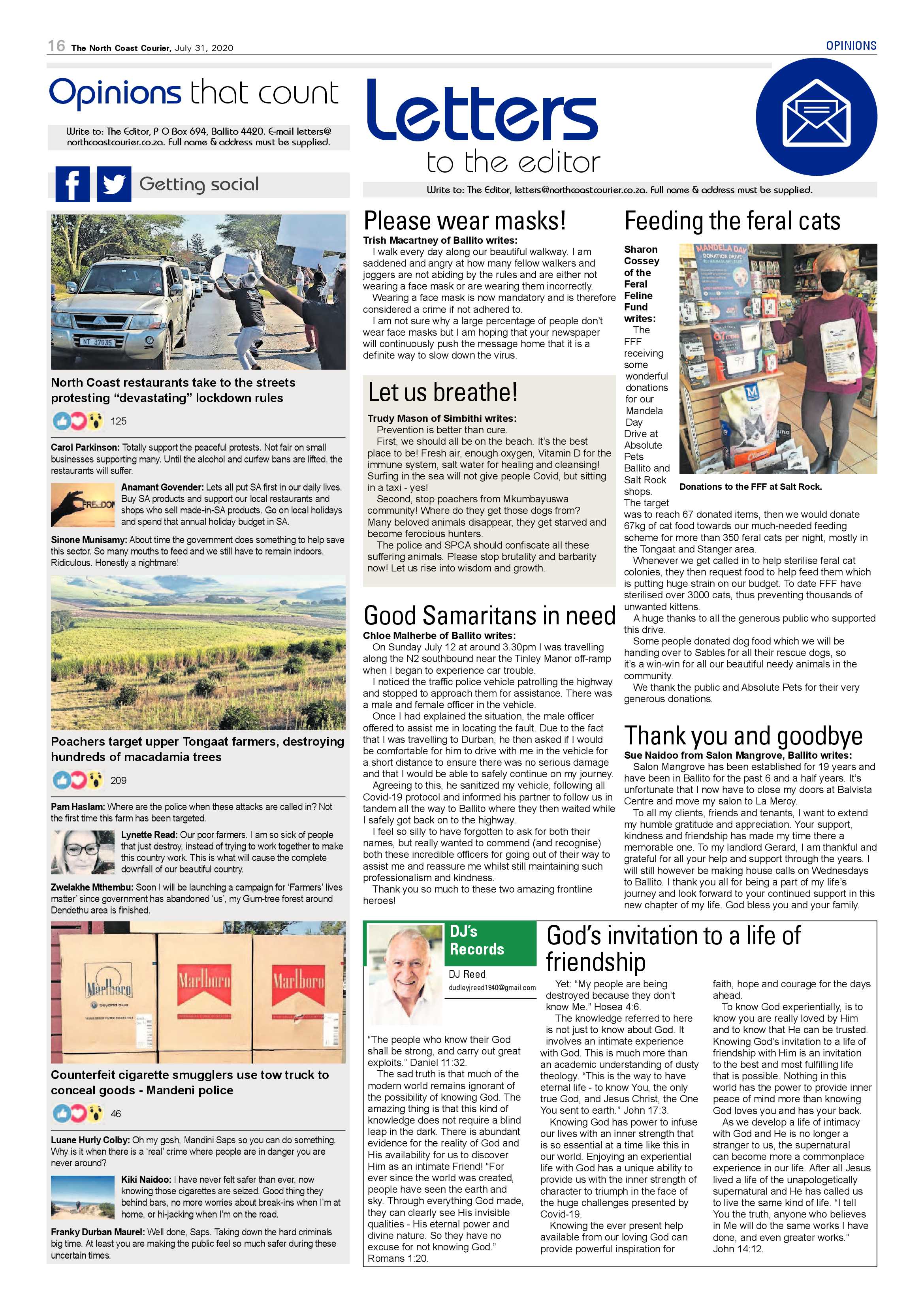 North Coast Courier 31 July 2020 page 16
