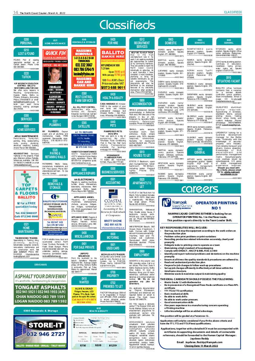North Coast Courier 4 March 2022 page 14