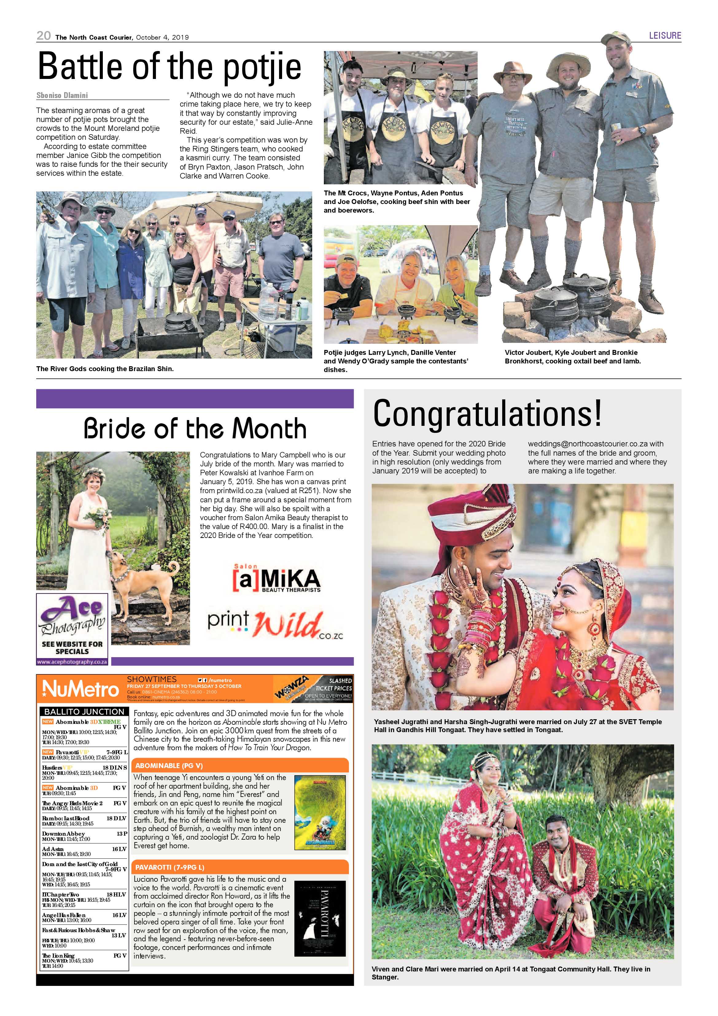North Coast Courier 4 October 2019 page 20