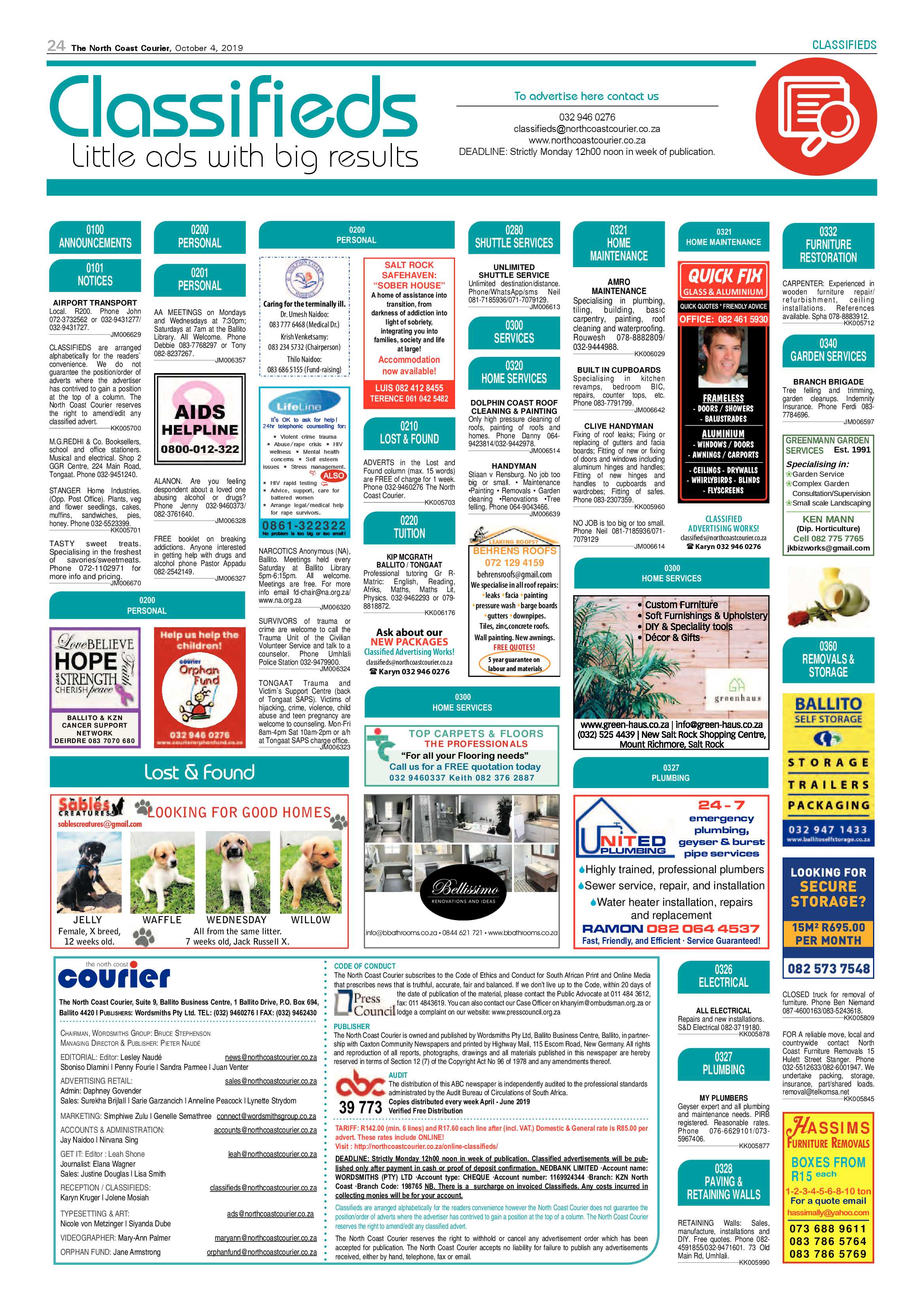 North Coast Courier 4 October 2019 page 24