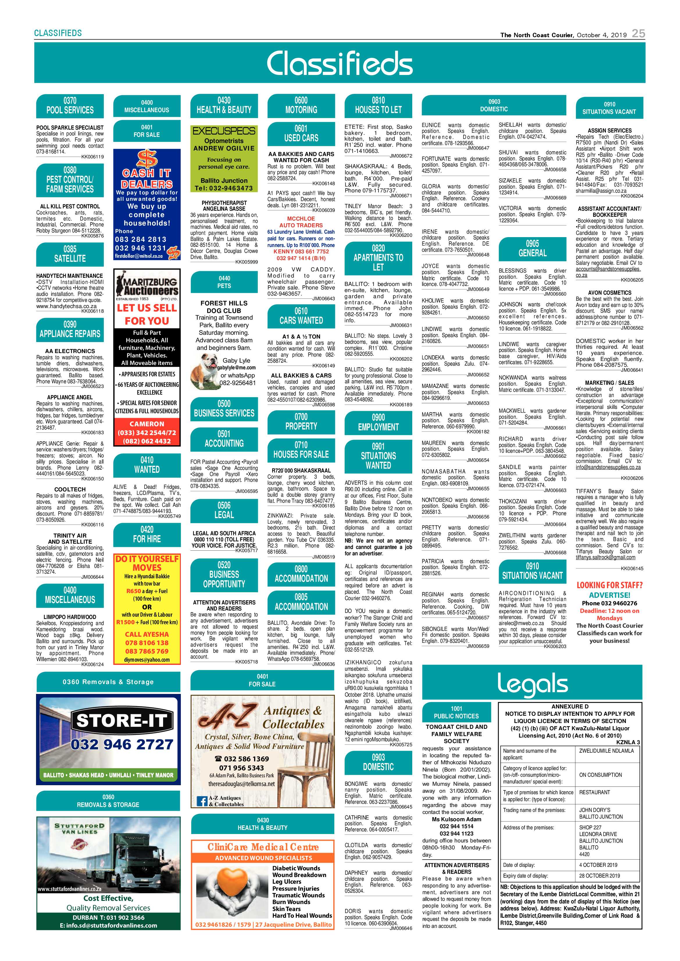 North Coast Courier 4 October 2019 page 25