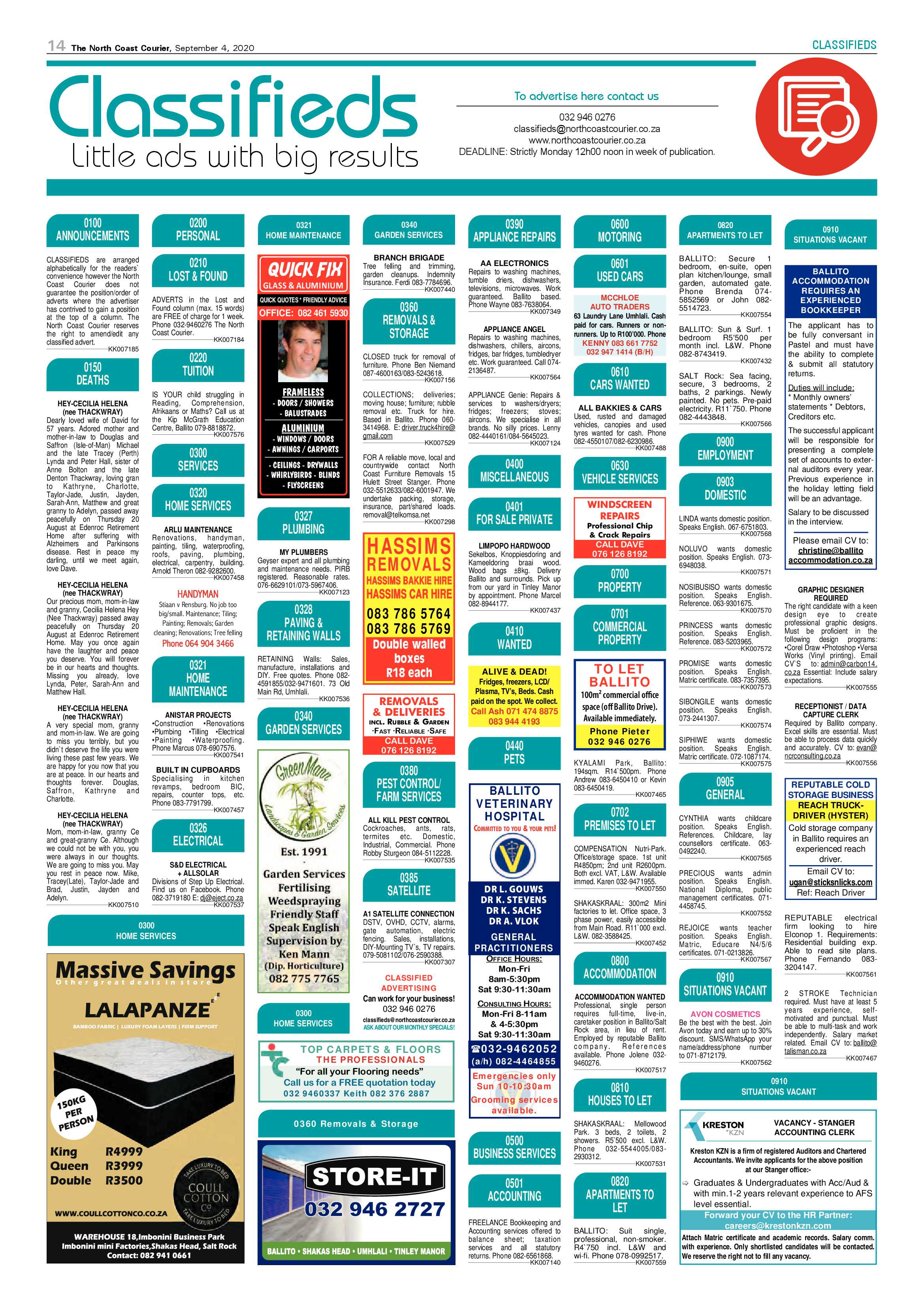 North Coast Courier 4 September 2020 page 14