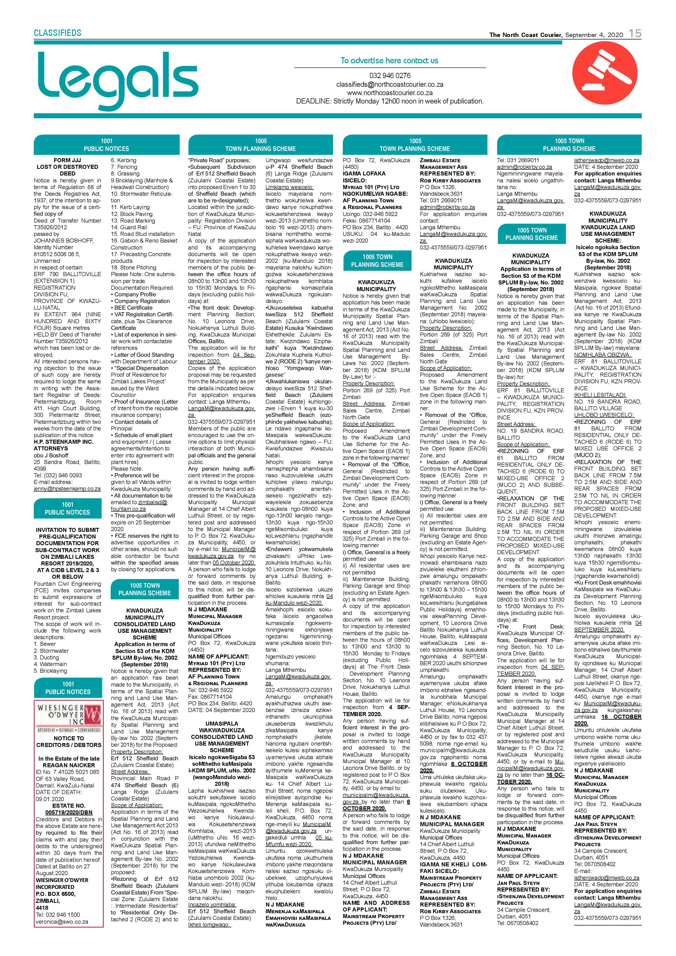 North Coast Courier 4 September 2020 page 15