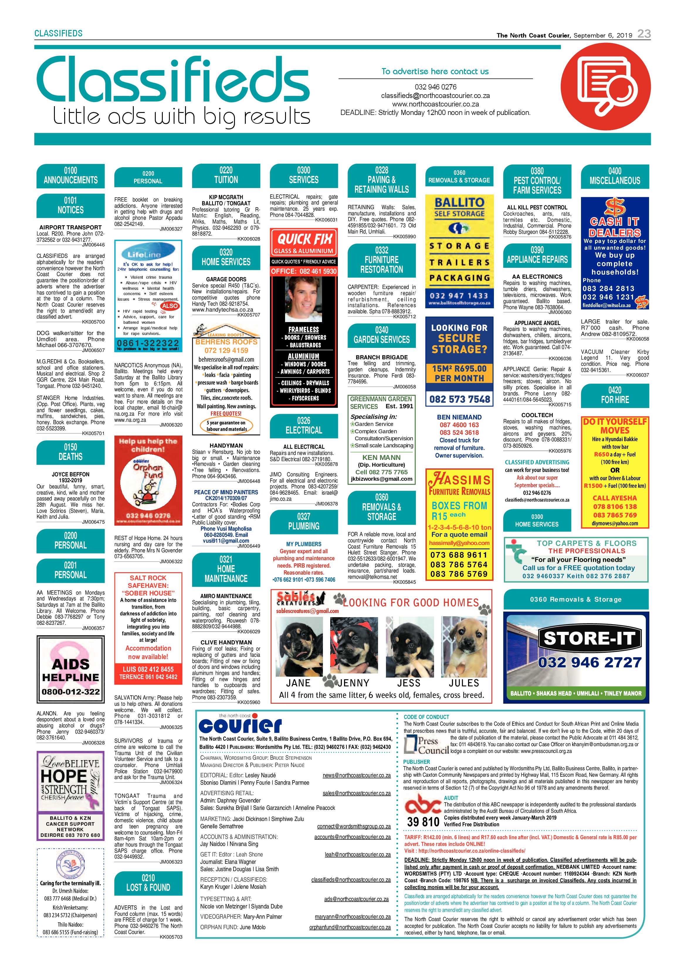 North Coast Courier 6 September 2019 page 23