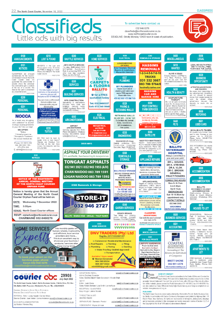 North Coast Courier Nov18 page 22