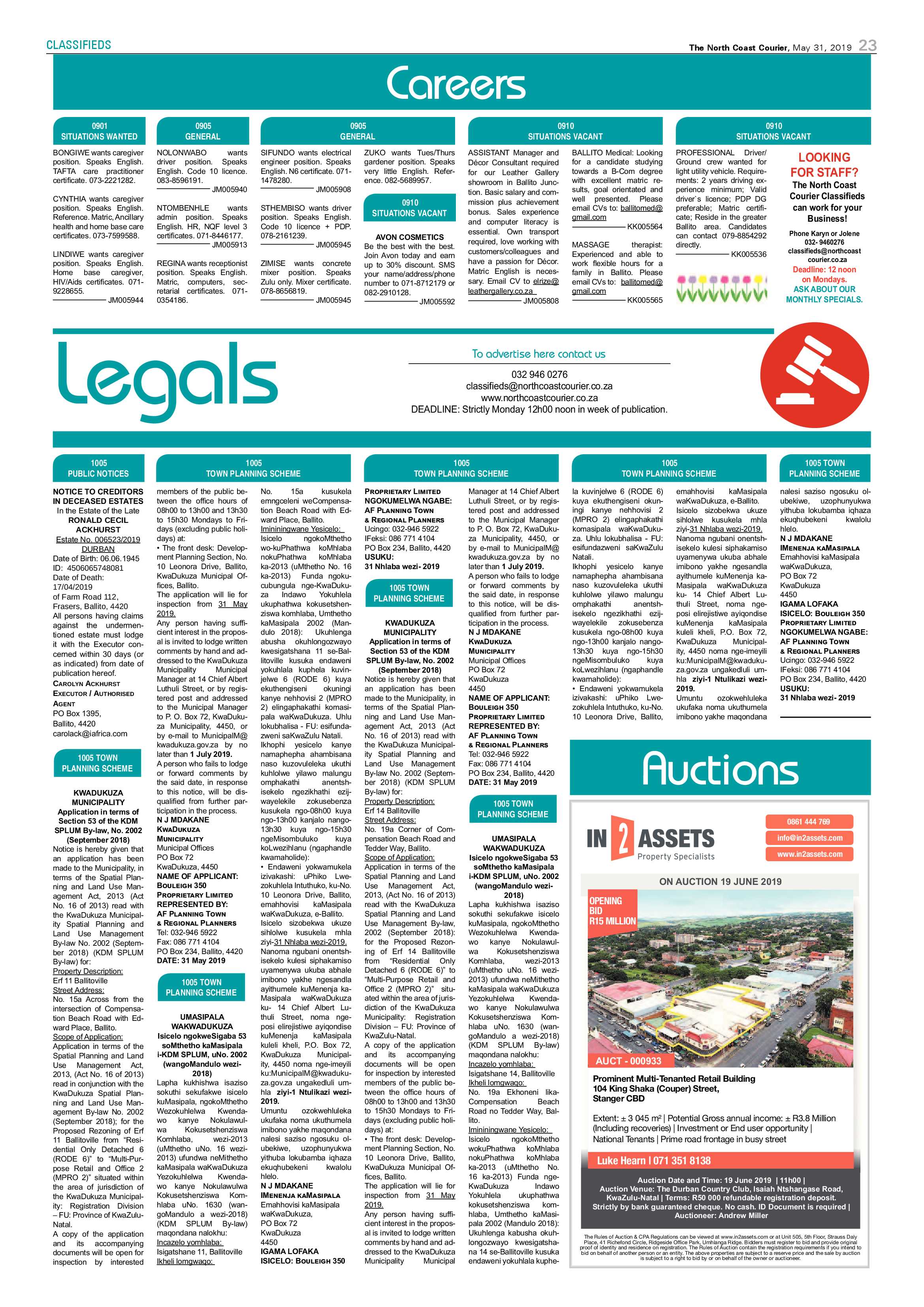 The North Coast Courier 31 May 2019 page 23