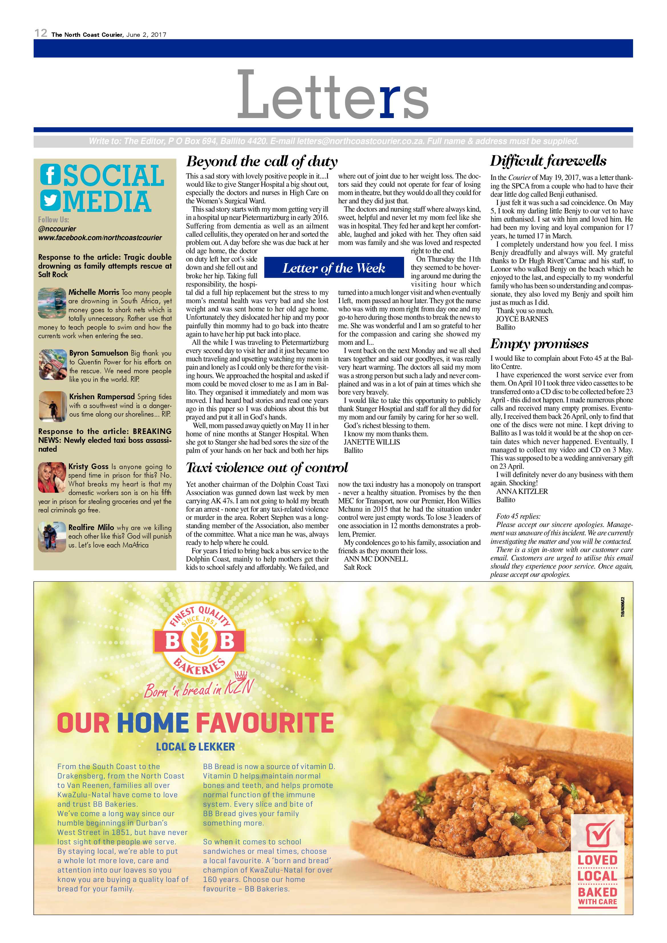 The North Coast Courier – 02 June 2017 page 12