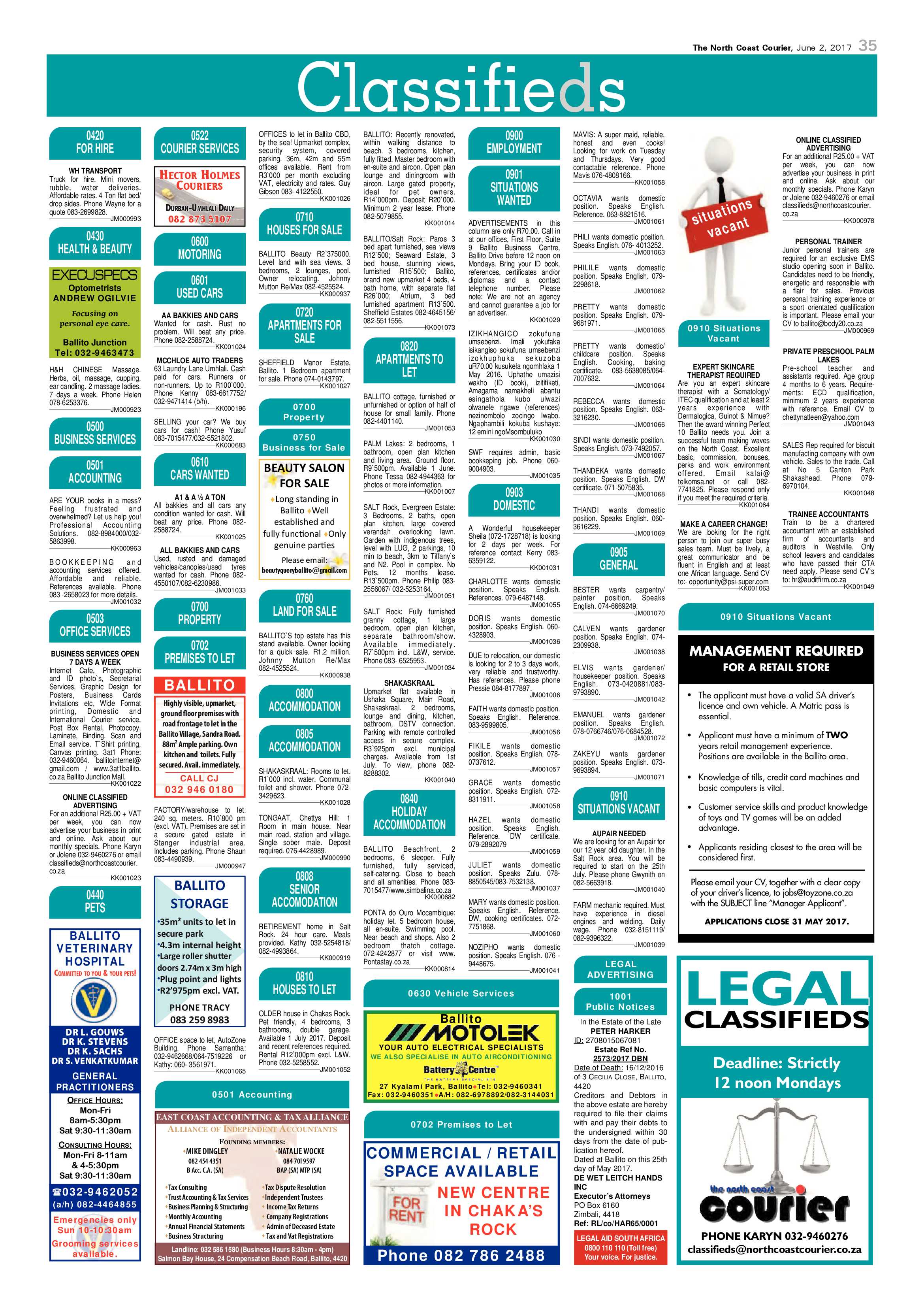 The North Coast Courier – 02 June 2017 page 35