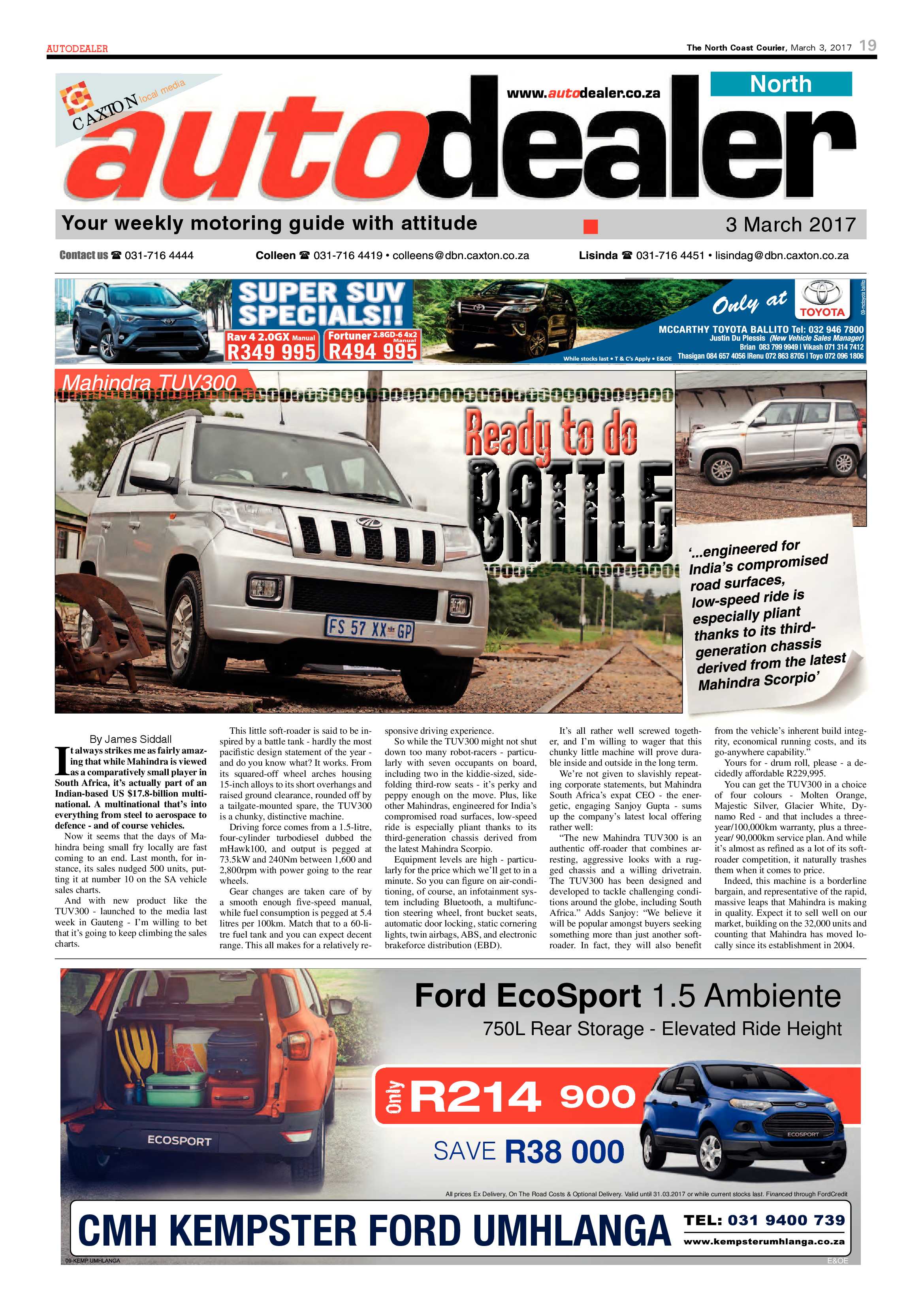The North Coast Courier – 03 March 2017 page 19