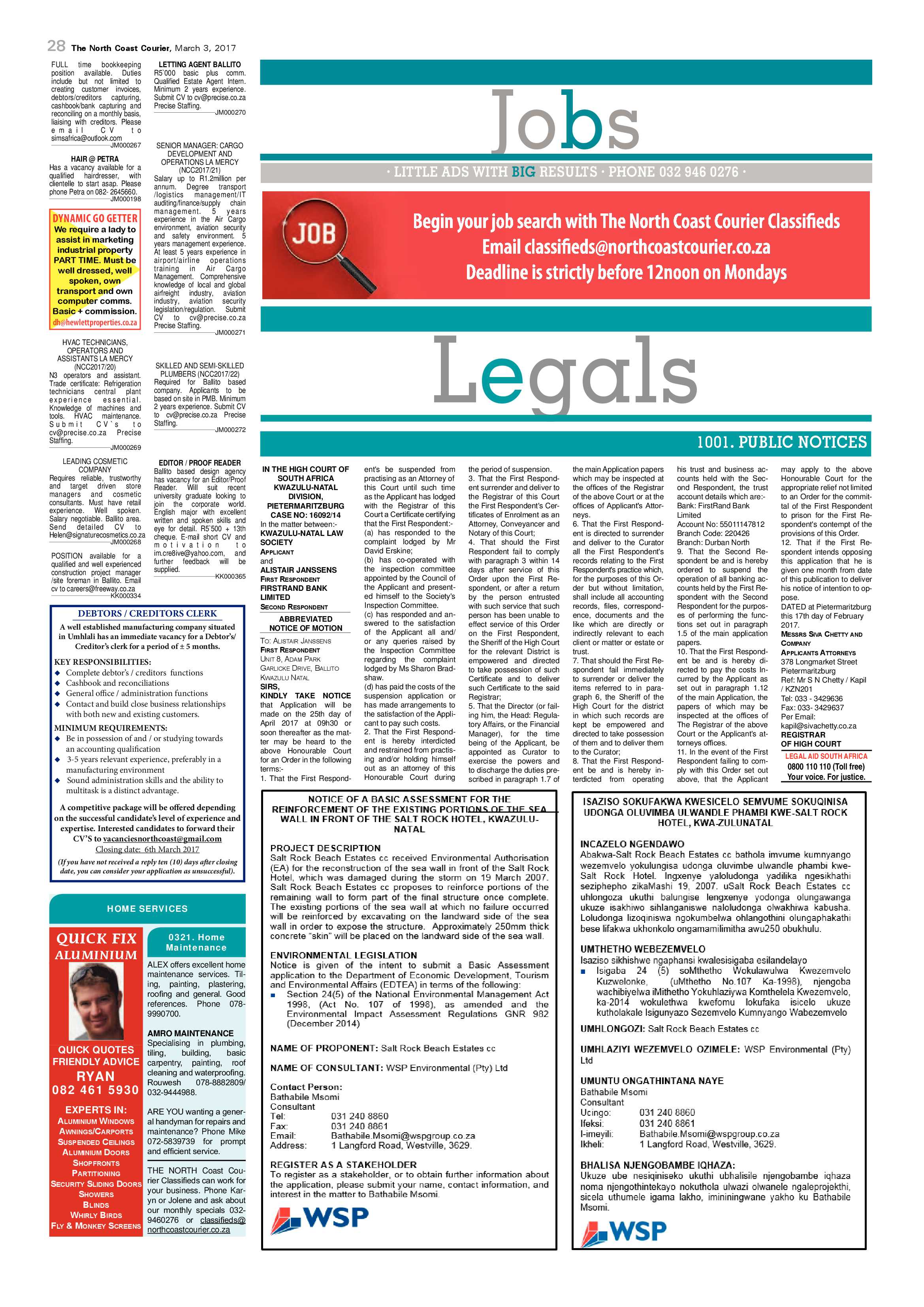 The North Coast Courier – 03 March 2017 page 28