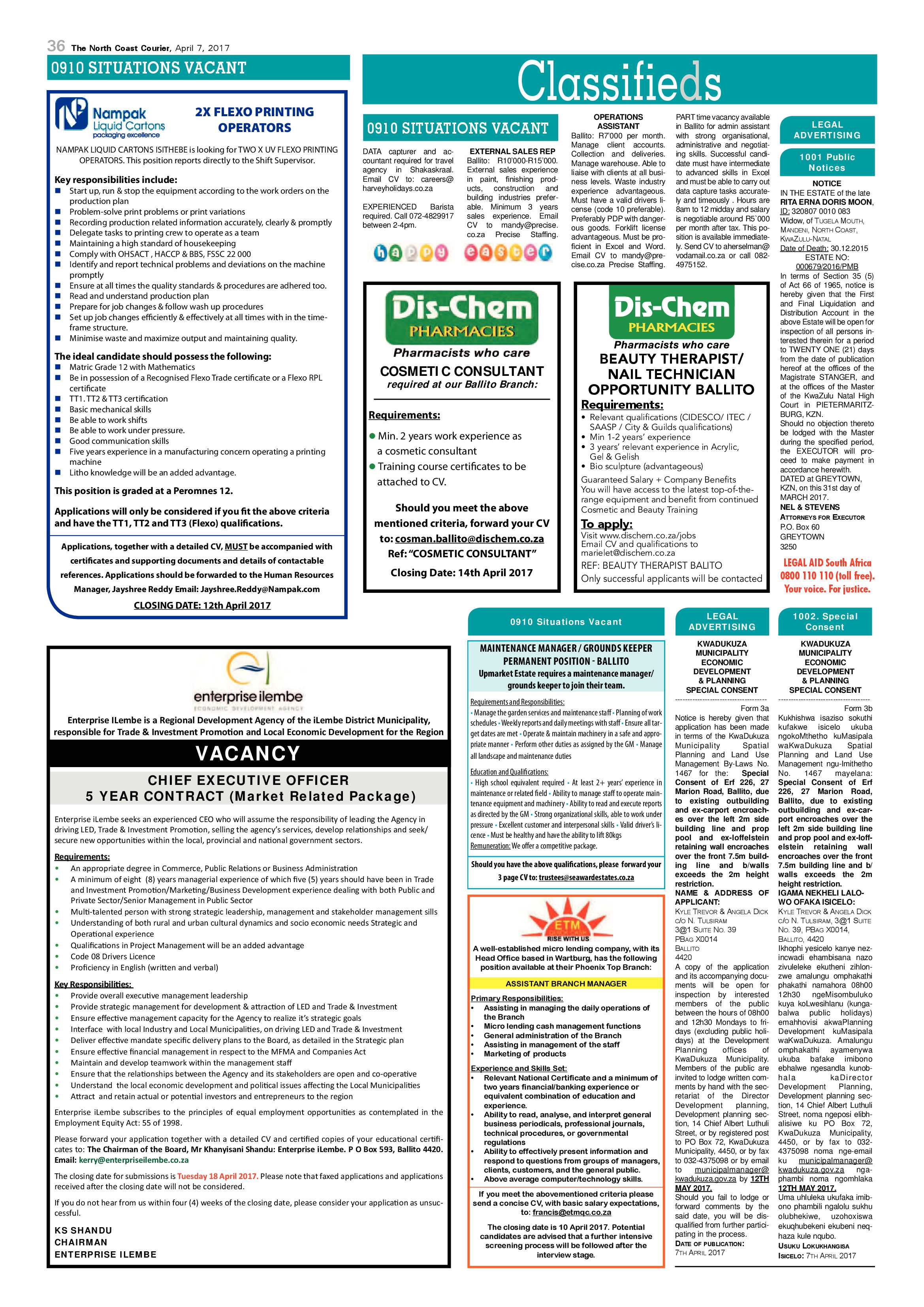 The North Coast Courier – 07 April 2017 page 36