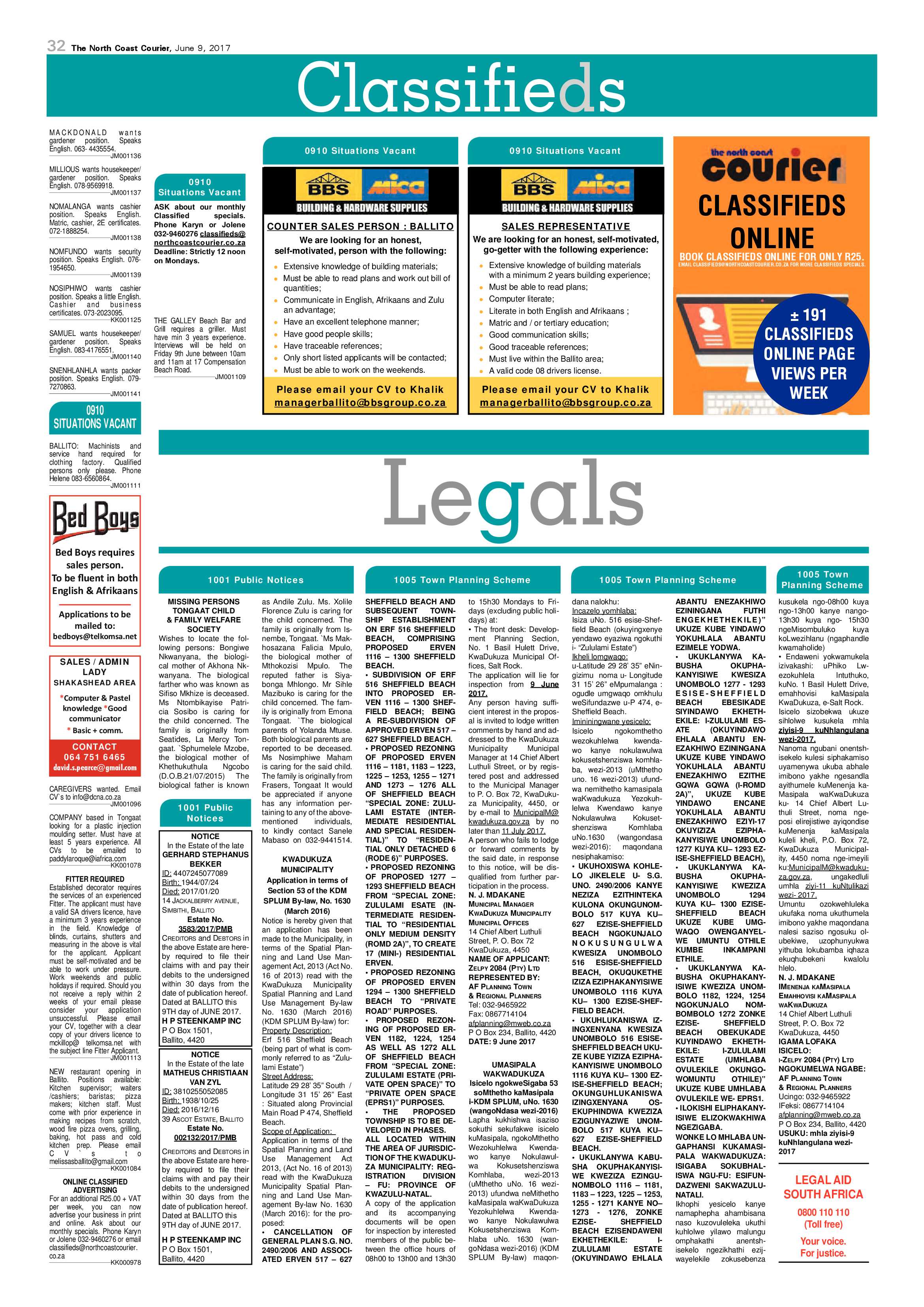 The North Coast Courier – 09 June 2017 page 32