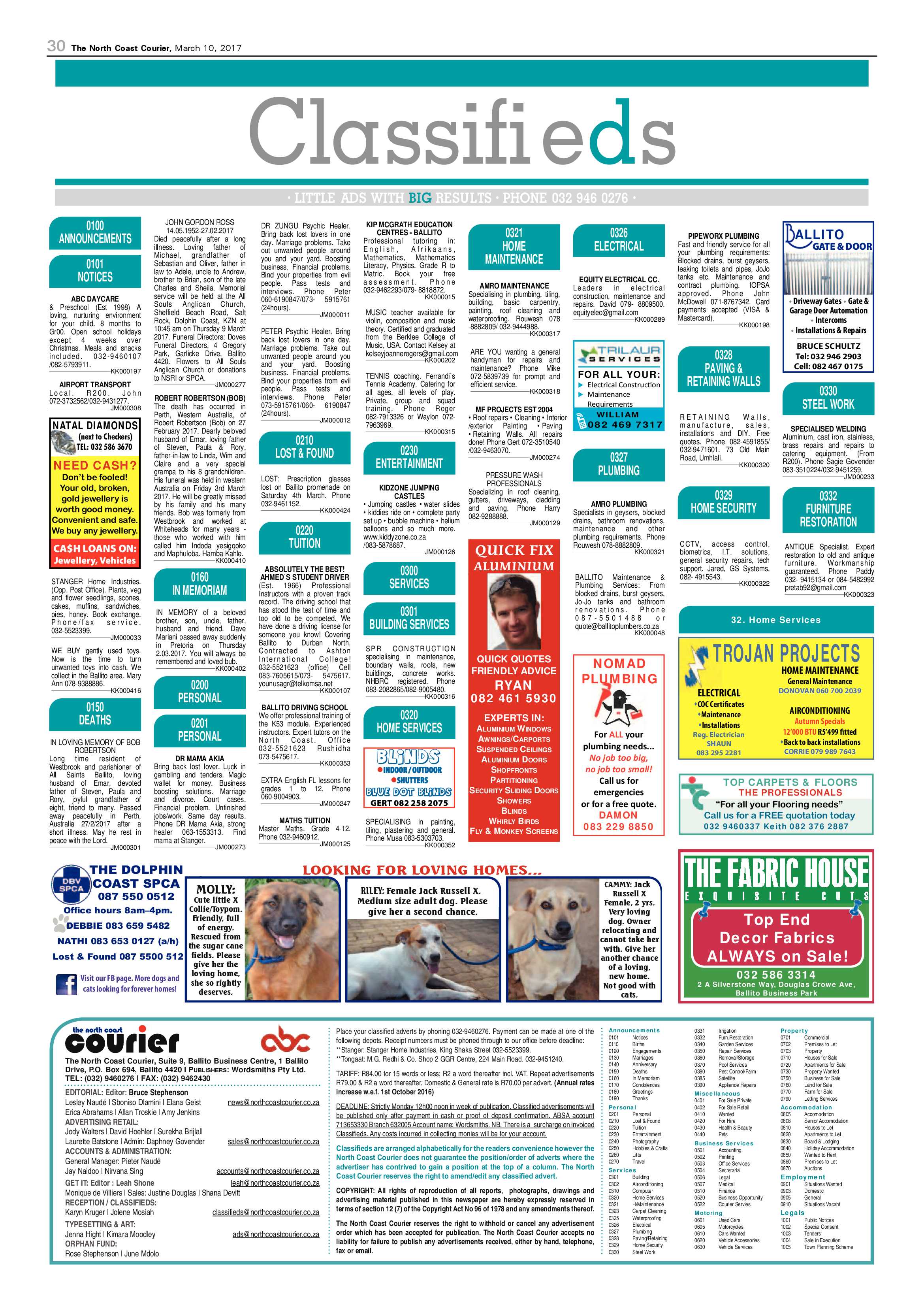 The North Coast Courier – 10 March 2017 page 30