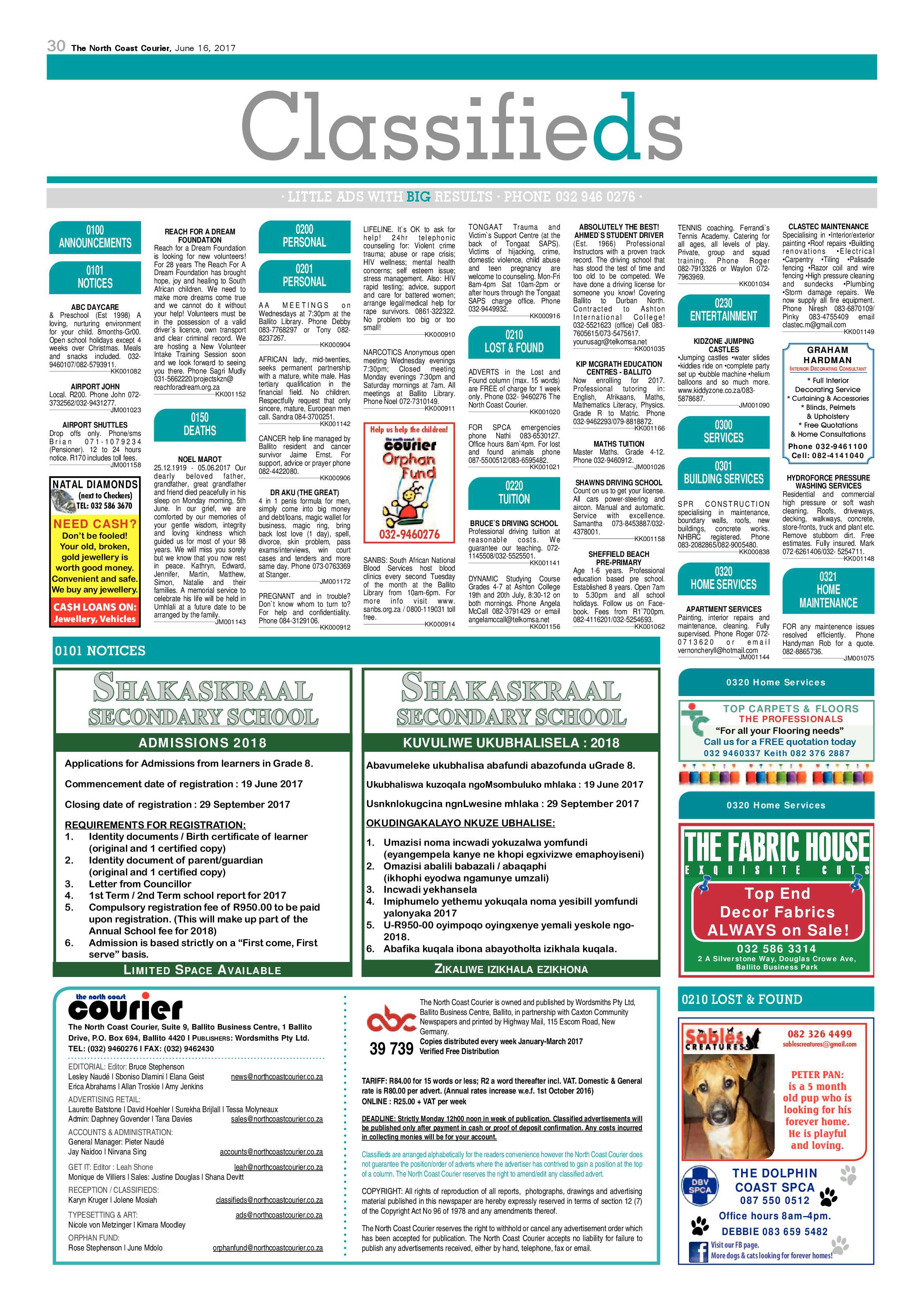 The North Coast Courier – 16 June 2017 page 30